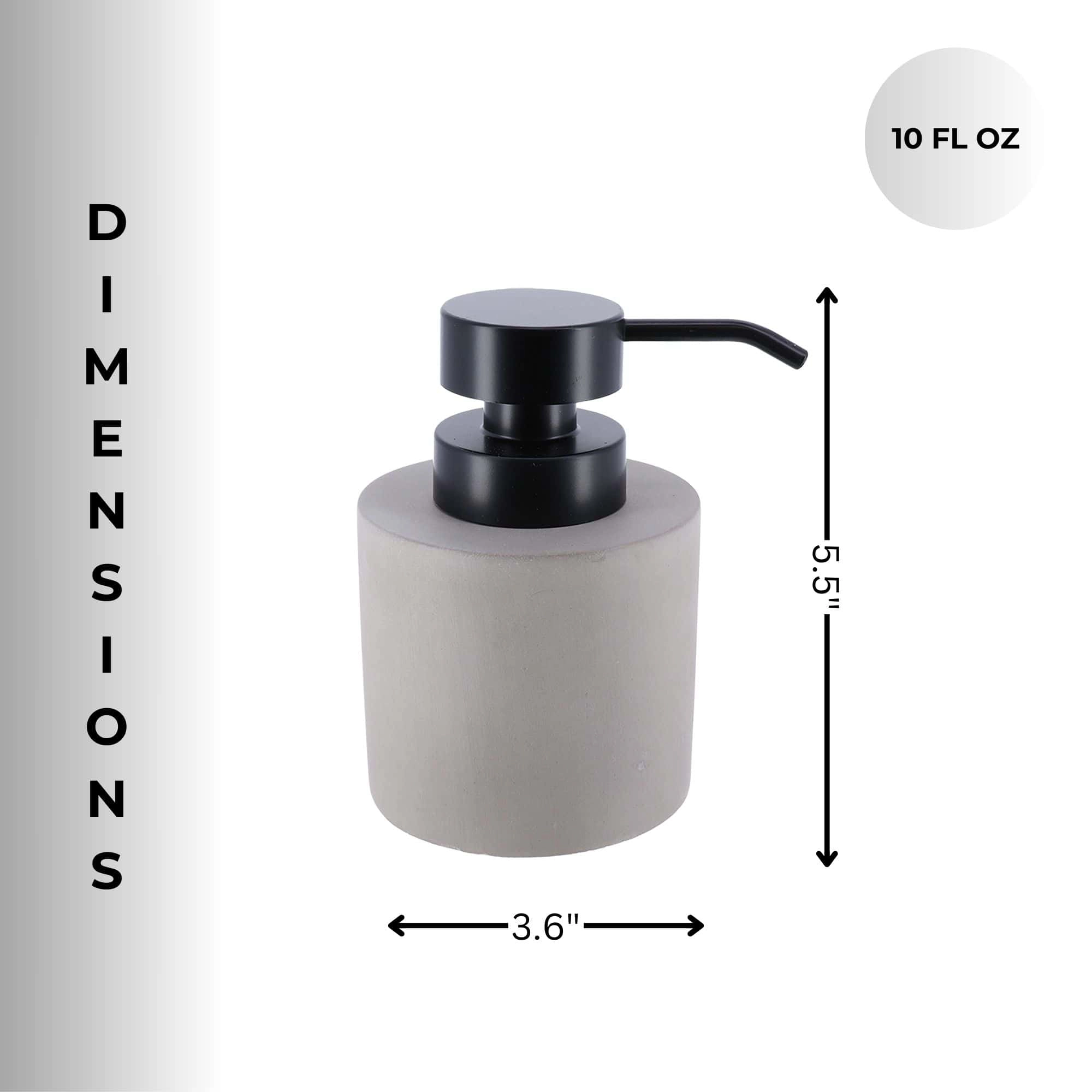 Evideco French Home Goods Cement Effect Pump Soap Dispenser - 10 oz, Matte Finish
