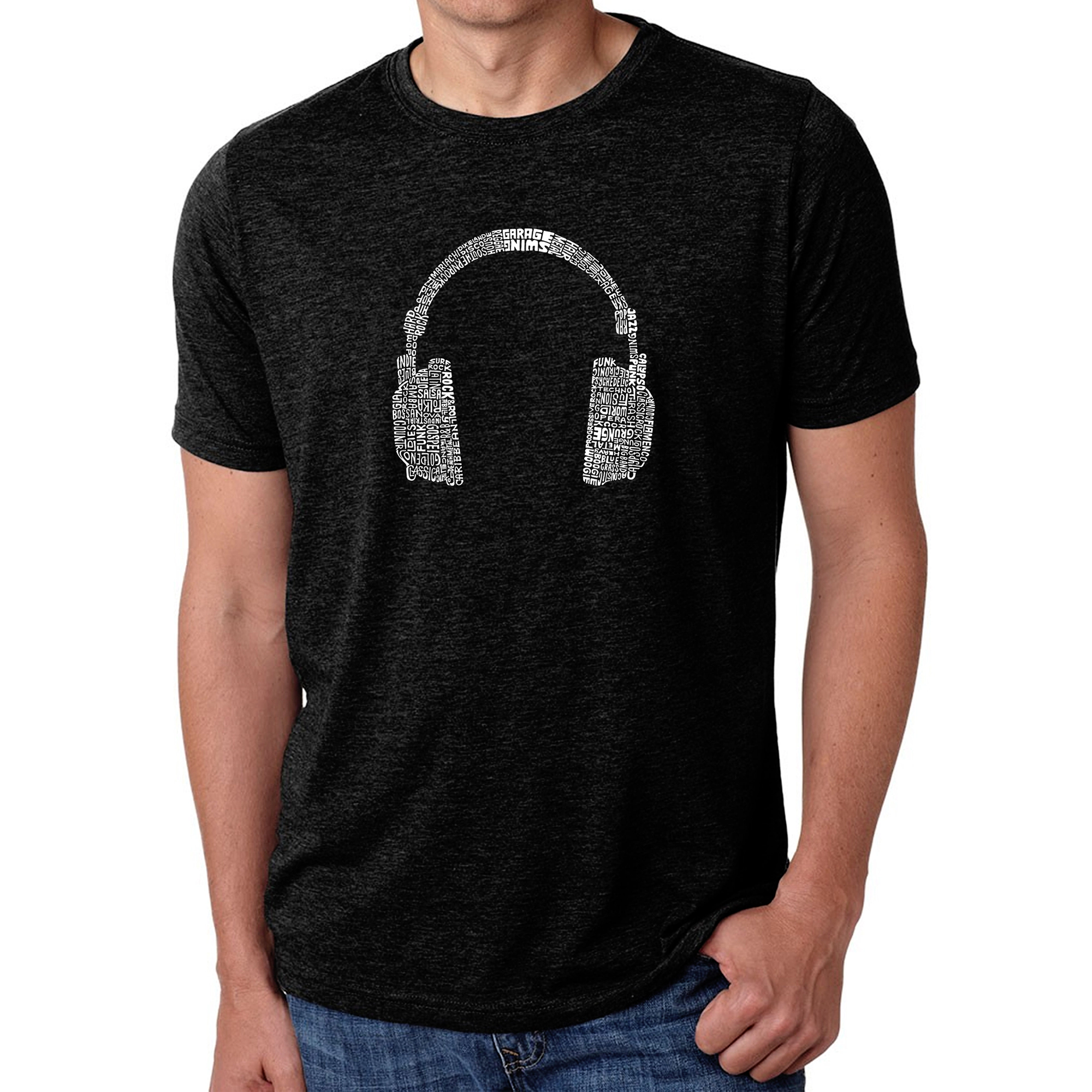 LA Pop Art Men's Premium Blend Word T-Shirt - Headphones