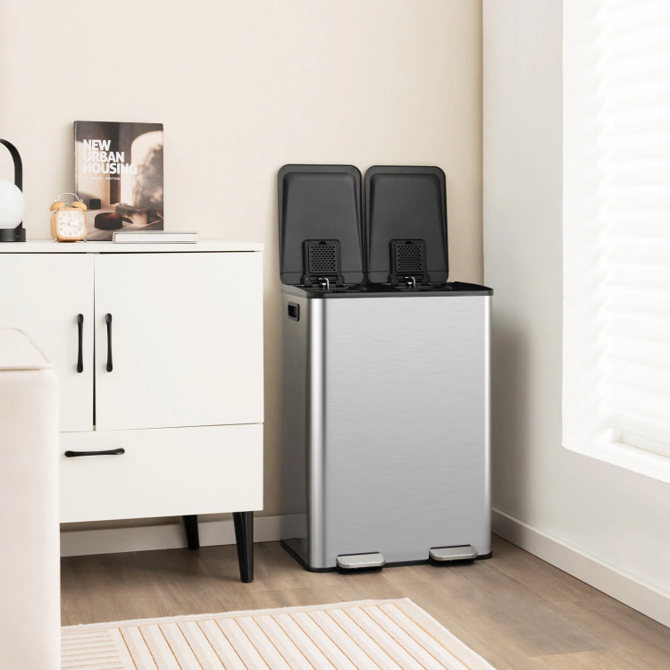 Hivvago Galvanized Steel Dual Compartment Trash Can