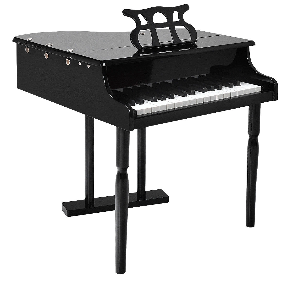 SUGIFT Black 30-Key 110-lb Bench Capacity Kids Mini Grand Piano with Birch Legs and Safety Hinge Cover