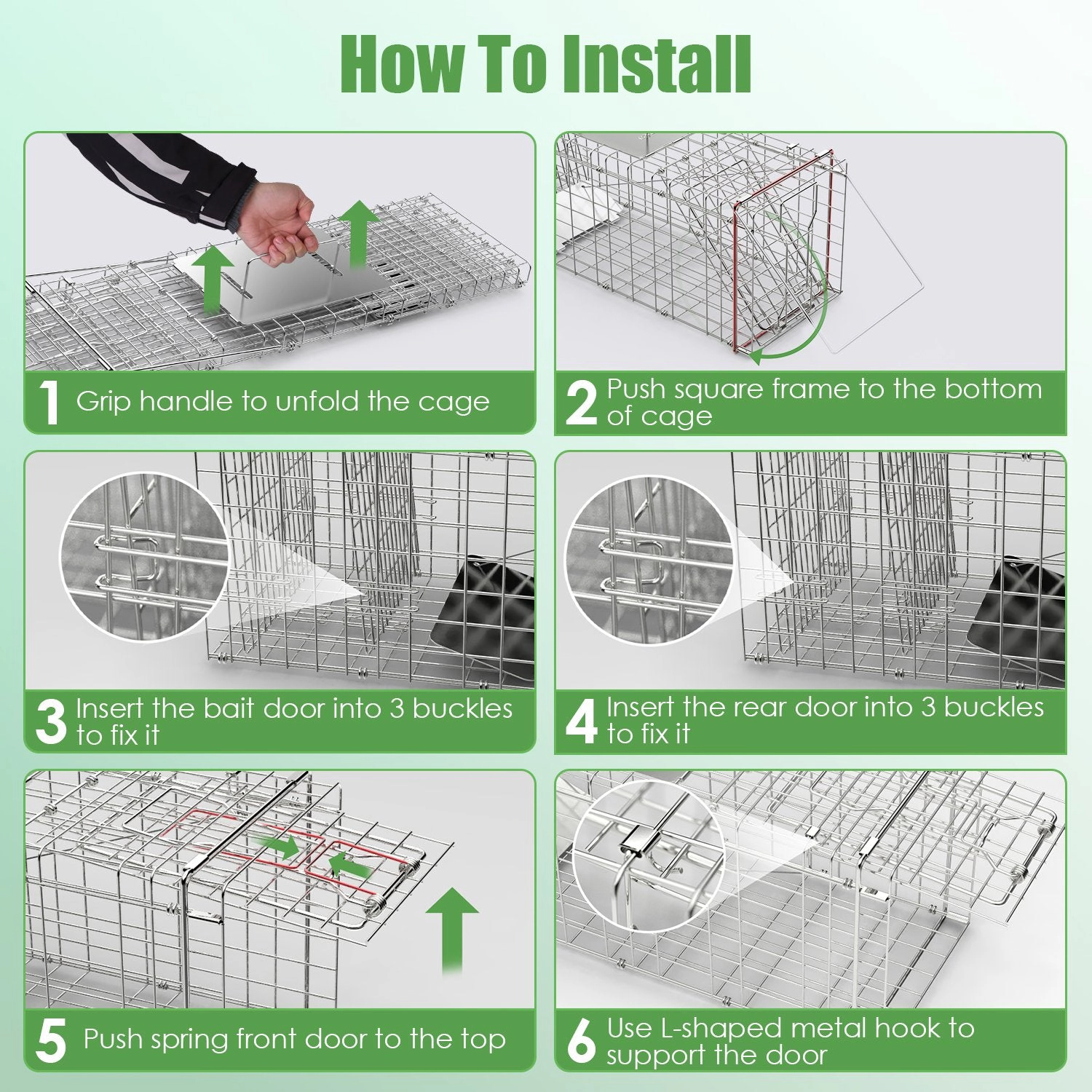 GBruno Heavy Duty Folding Live Animal Trap Cage 31in