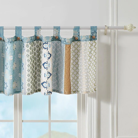 Greenland Home Fashions Thalia Stylized Florals and Geometric Prints Bohemian Ultimate Comfort Valance 84"x21" Blue