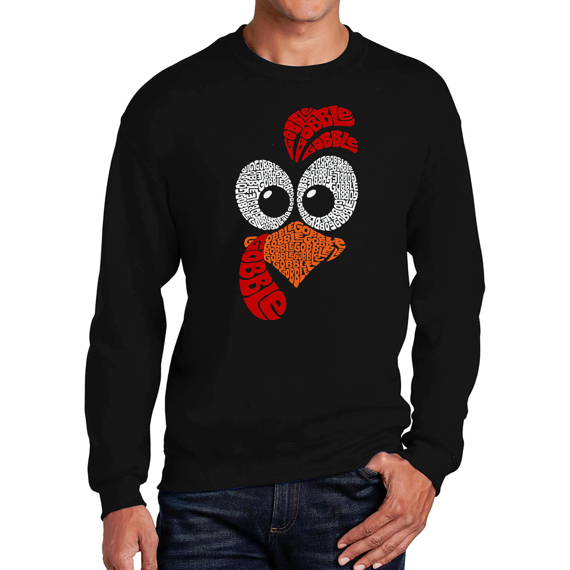 LA Pop Art Turkey Face - Men's Word Crew Sweatshirt