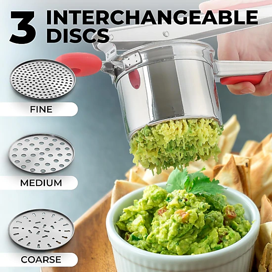Zulay Kitchen Premium Large 15oz Potato Ricer, Heavy Duty Professional Stainless Steel Potato Masher and Ricer, 3 Disc