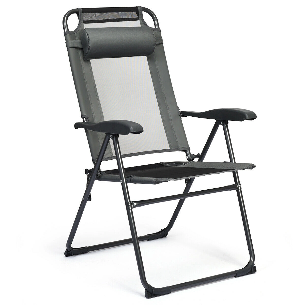 LJG 4 Pieces Patio Garden Adjustable Reclining Folding Chairs with Headrest