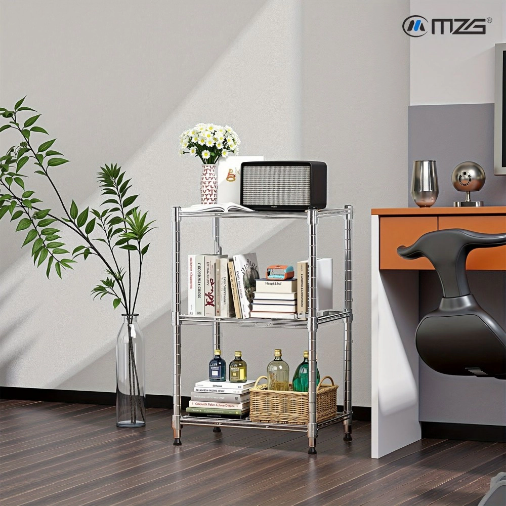 Flynama 3 Tier Utility Wire Shelving 450 lbs Steel Organizer Rack for Home Kitchen and Office in Chrome