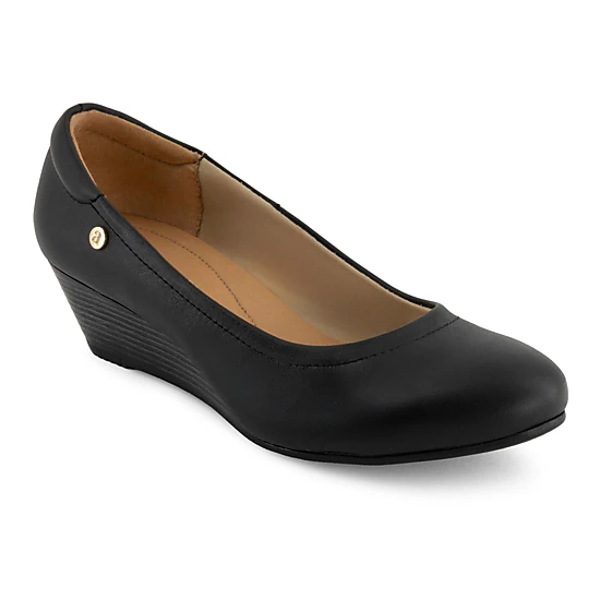 Andrea Womens Leather Wedge Loafers
