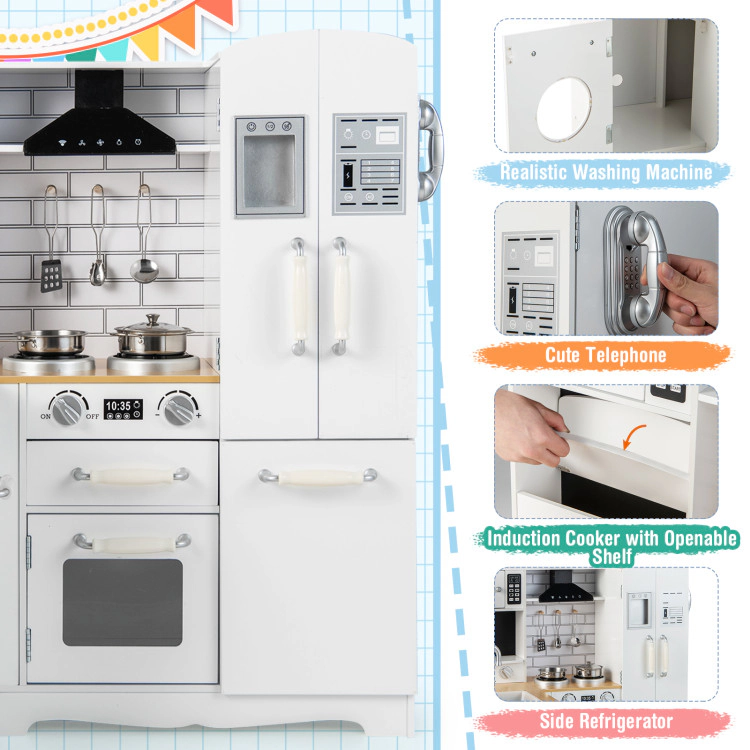 Hivvago Wooden Kid's Corner Kitchen Playset with Stove for Toddlers