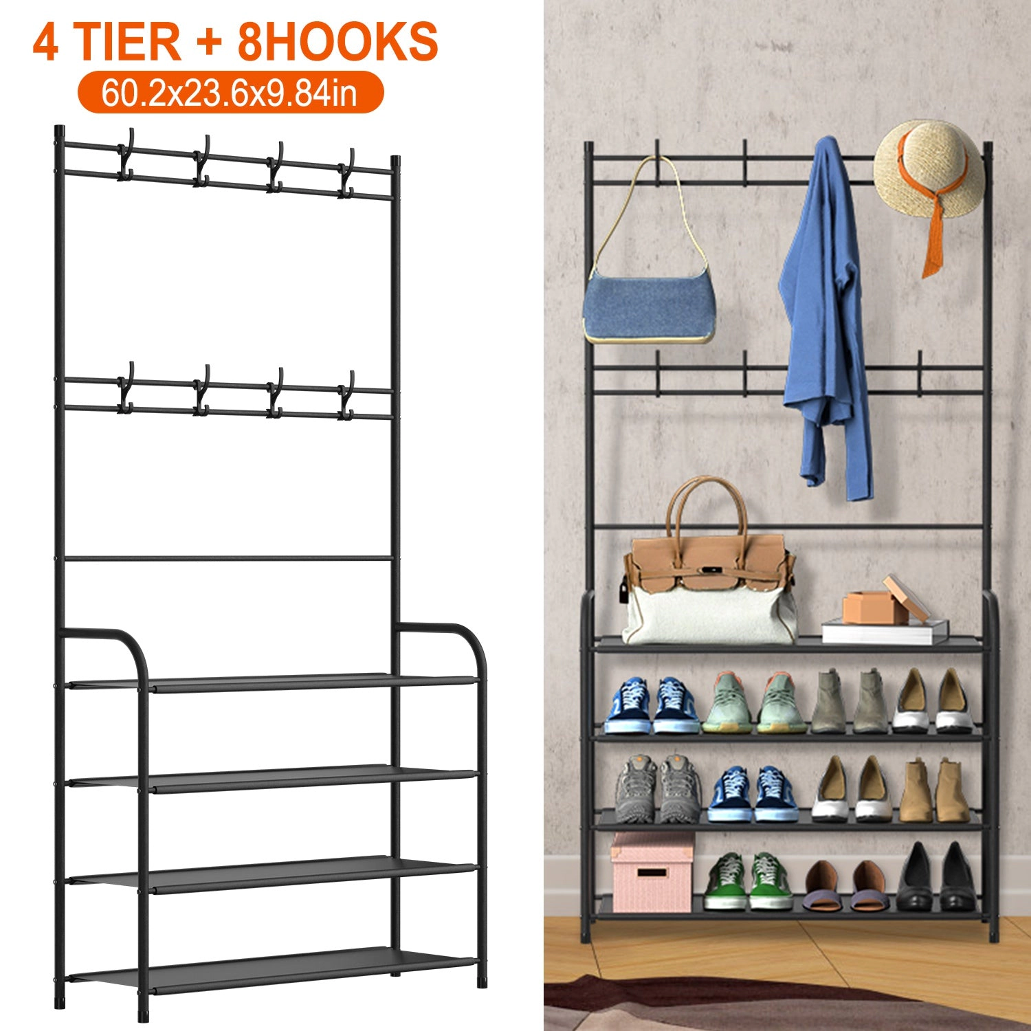 GBruno 5-Tier Entryway Coat Rack With Shoe Storage