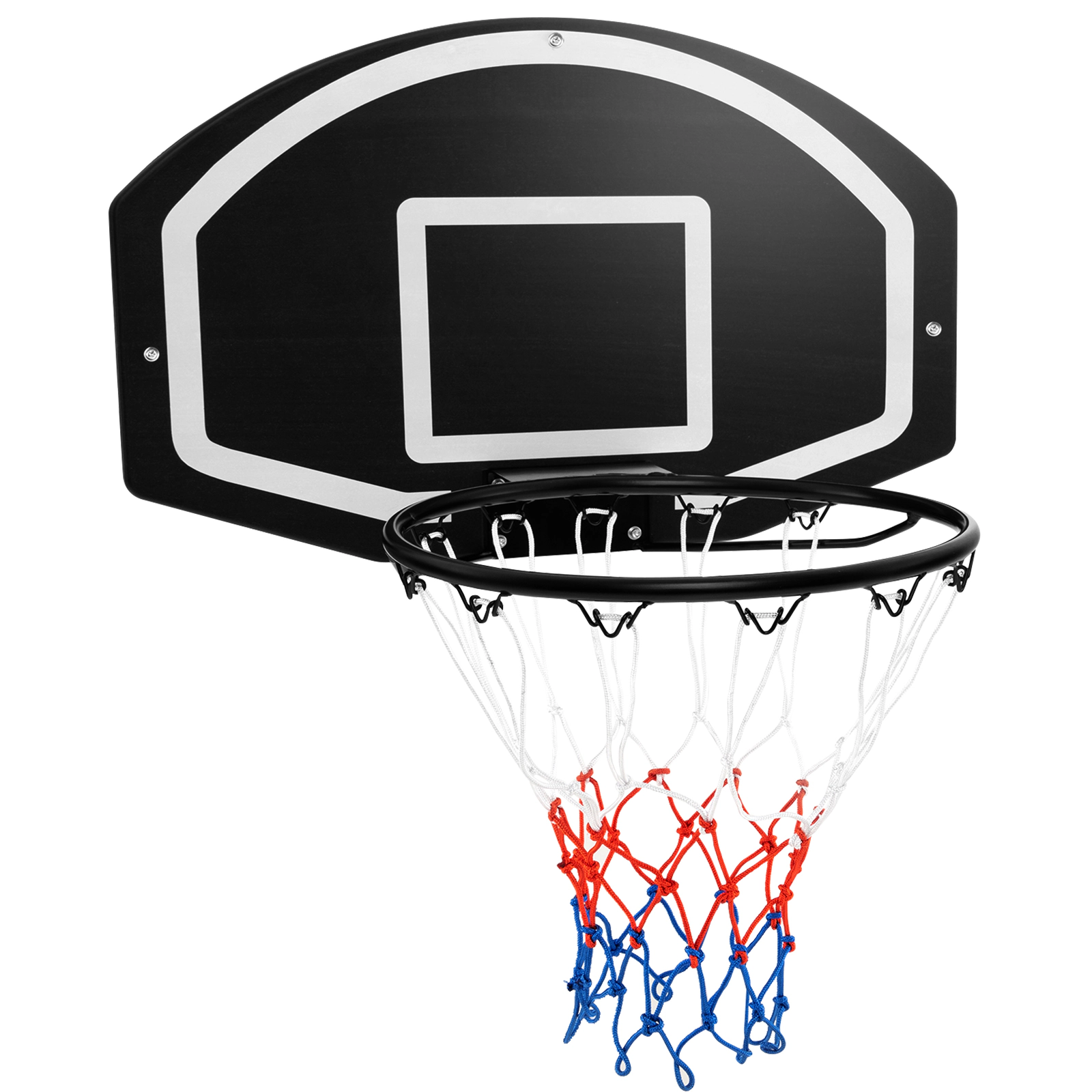 SUGIFT Black and White Wall Mounted Basketball Hoop Set with PE Backboard and All Weather Net 28.5-in W 18-in H
