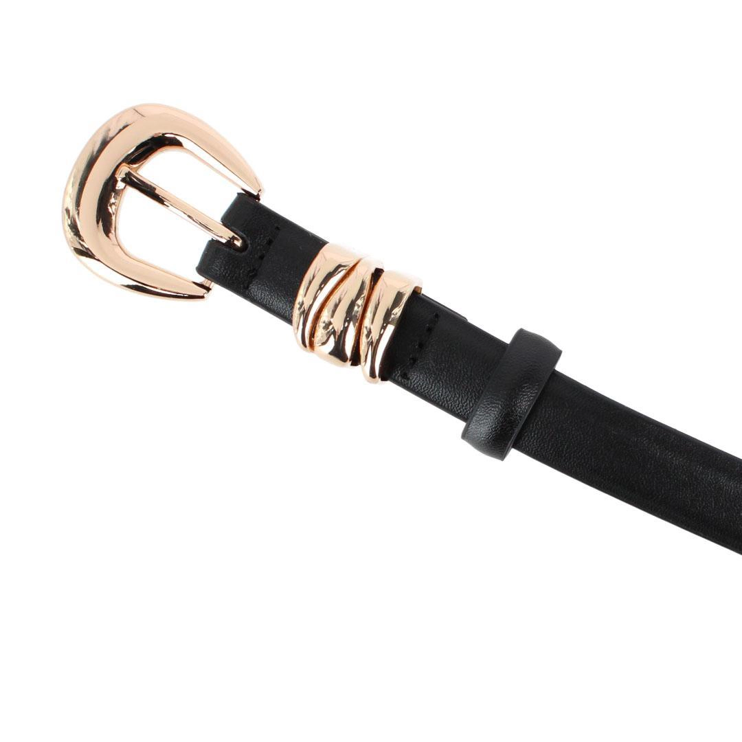 CTM Women's Skinny Leather Dress Belt with Keeper Detail