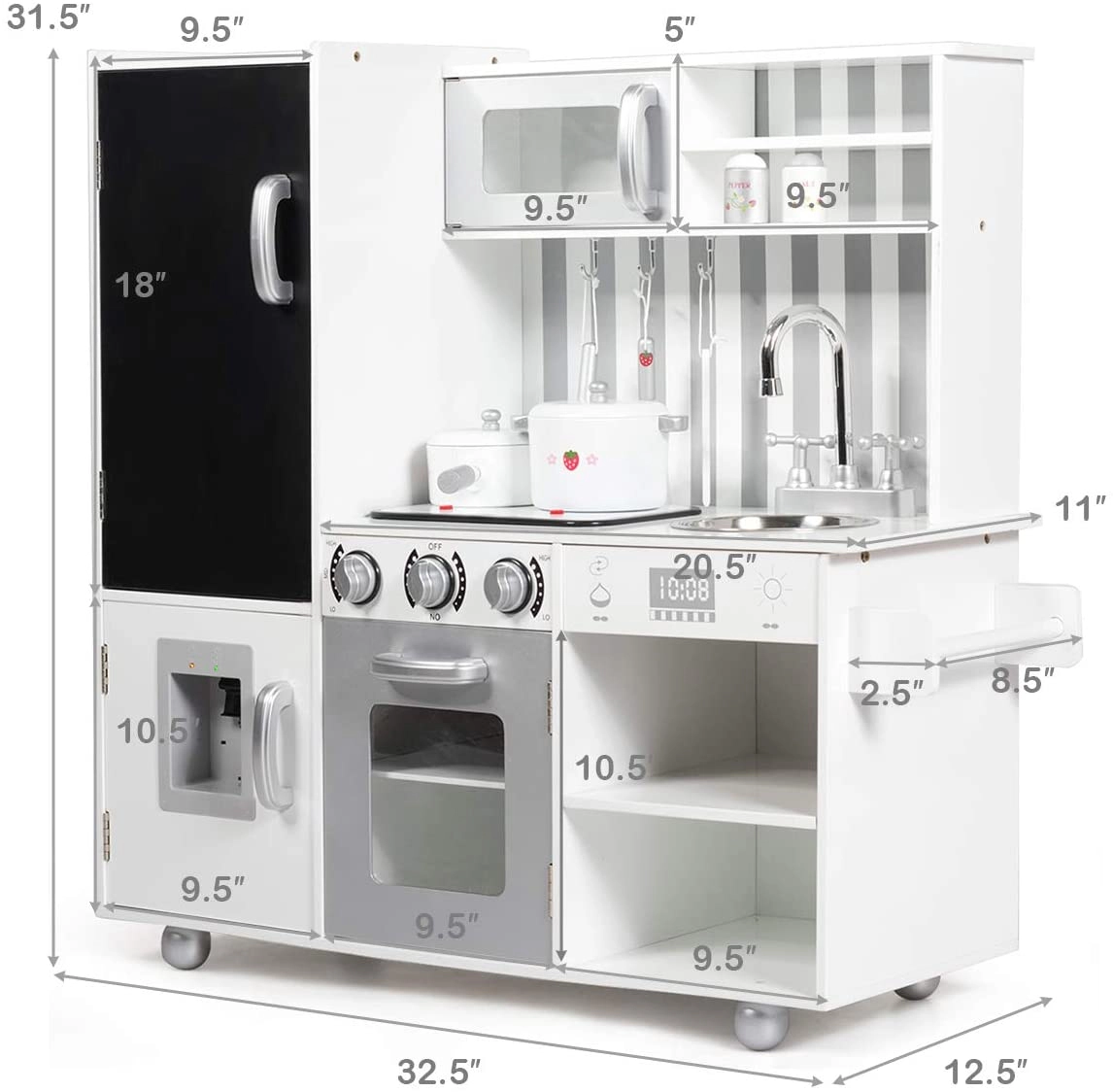 Hivvago Wooden Pretend Play Kitchen Sets with Simulated Sound