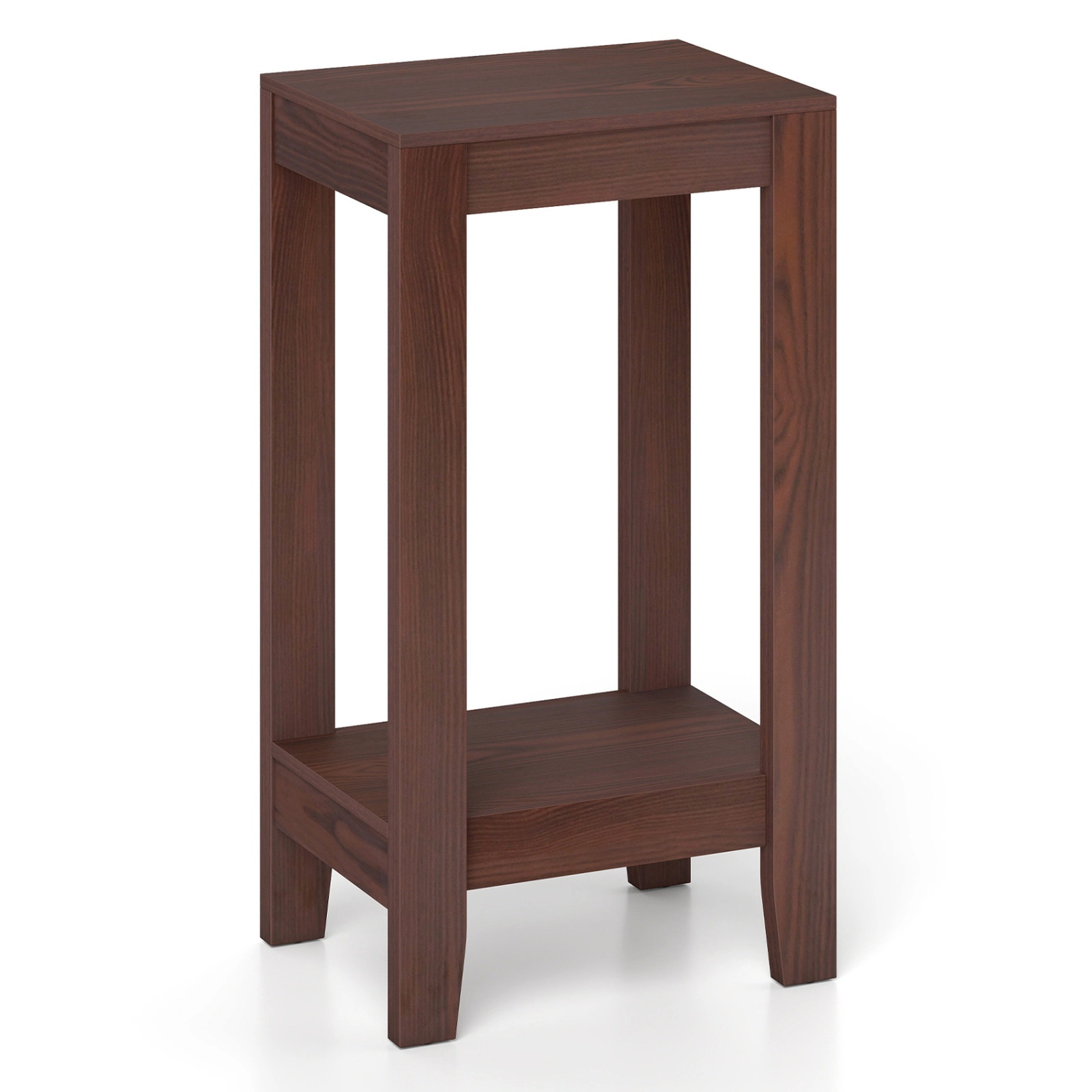 SUGIFT Tall Wooden Sofa End Table Side Table with Shelf 29-in Tall 55-lb Tabletop Capacity Brown/Black/White