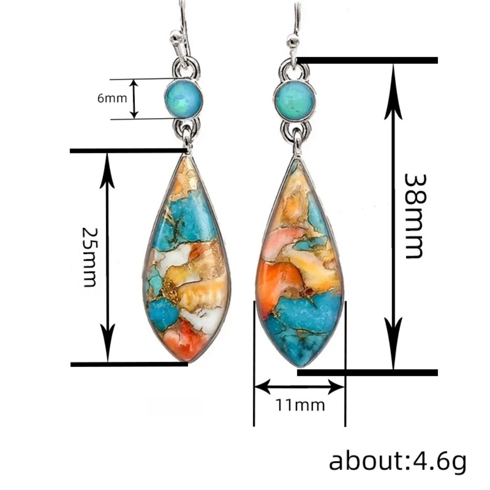 Bohemian Teardrop Blue Turquoise Dangle Hook Earrings for Women