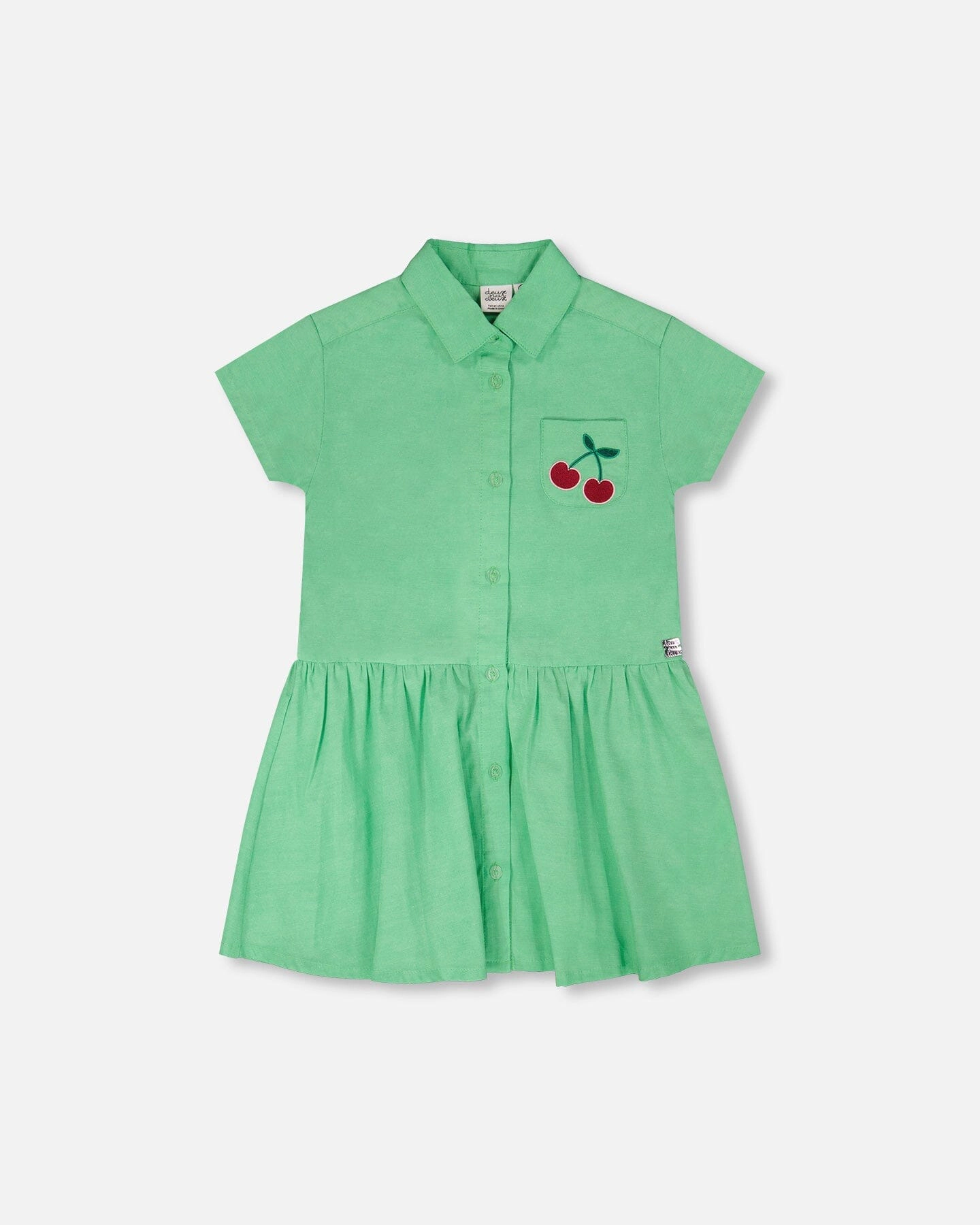 Deux par Girls Cotton Shirt Dress with Embroidery