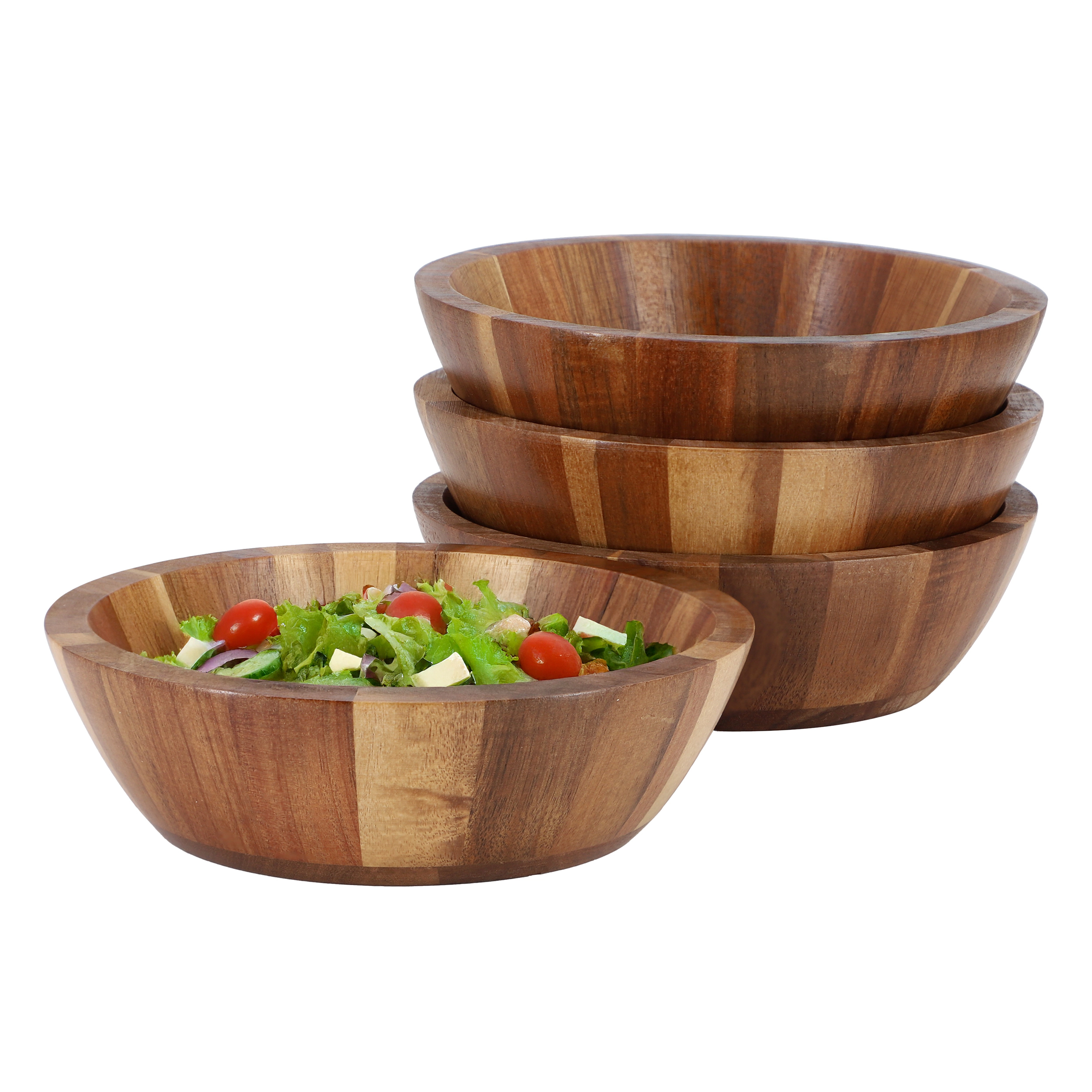 MegaChef 4 Piece Acacia Wood 7 Inch Bowl Set