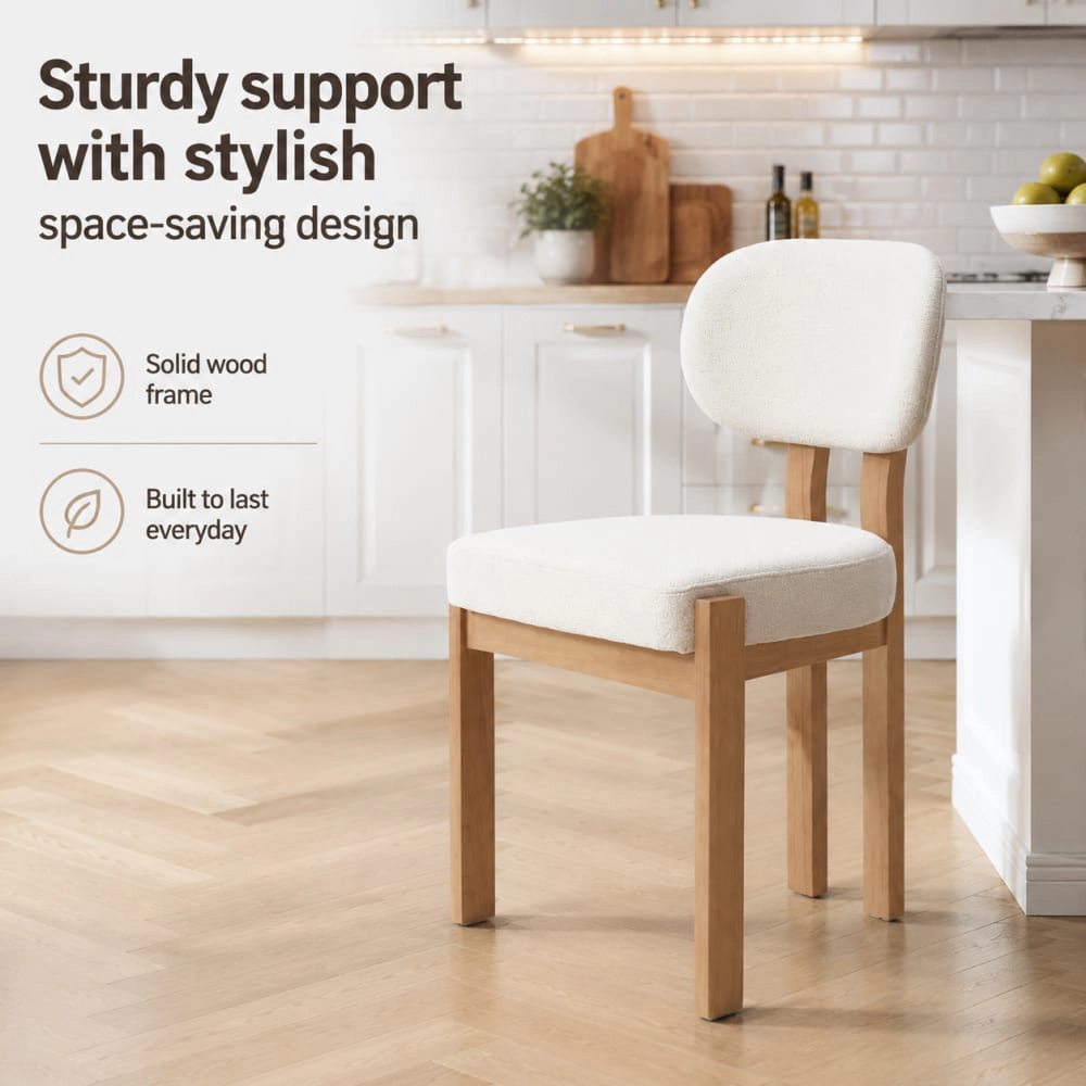 GOODSILO Upholstered Fabric Dining Chair Solid Rubber Wood Frame
