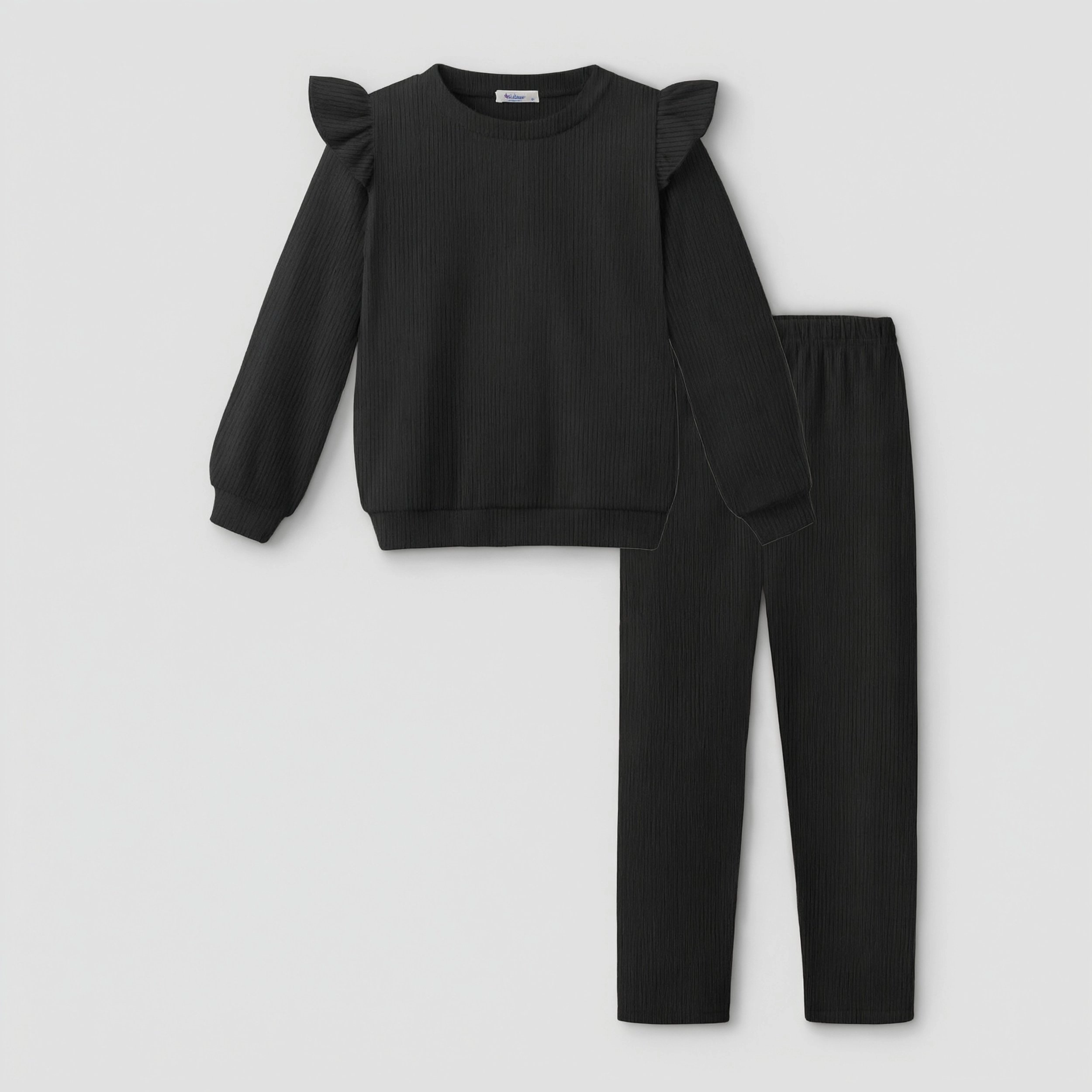 Arshiner Girls Piece Outfits Jogger Sweatsuits Roundneck Long Sleeve Ruffle Sweatshirts