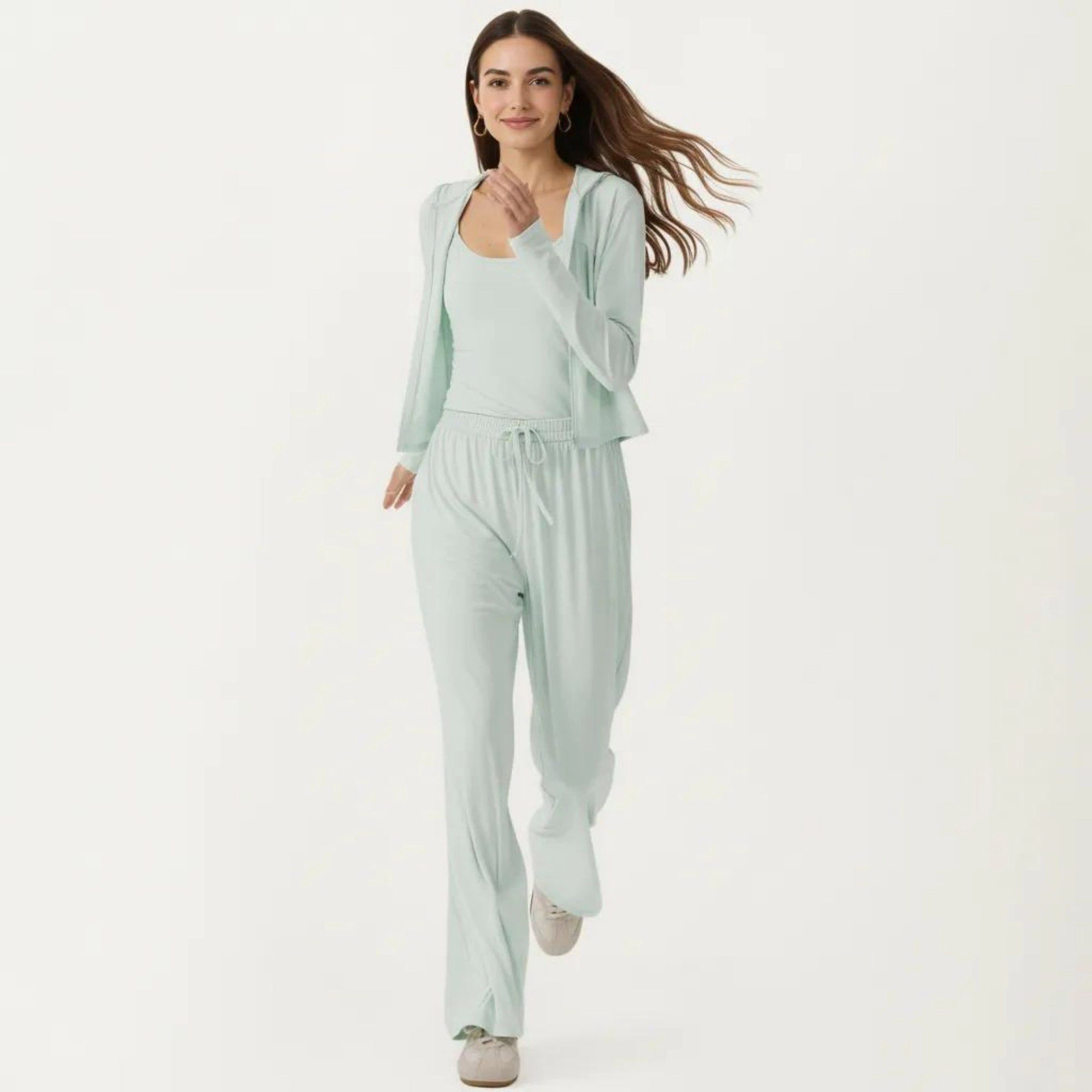 Anna-Kaci Women's 3-Piece Activewear Set with Sleeveless Tank Cropped Jacket and Drawstring Athletic Pants