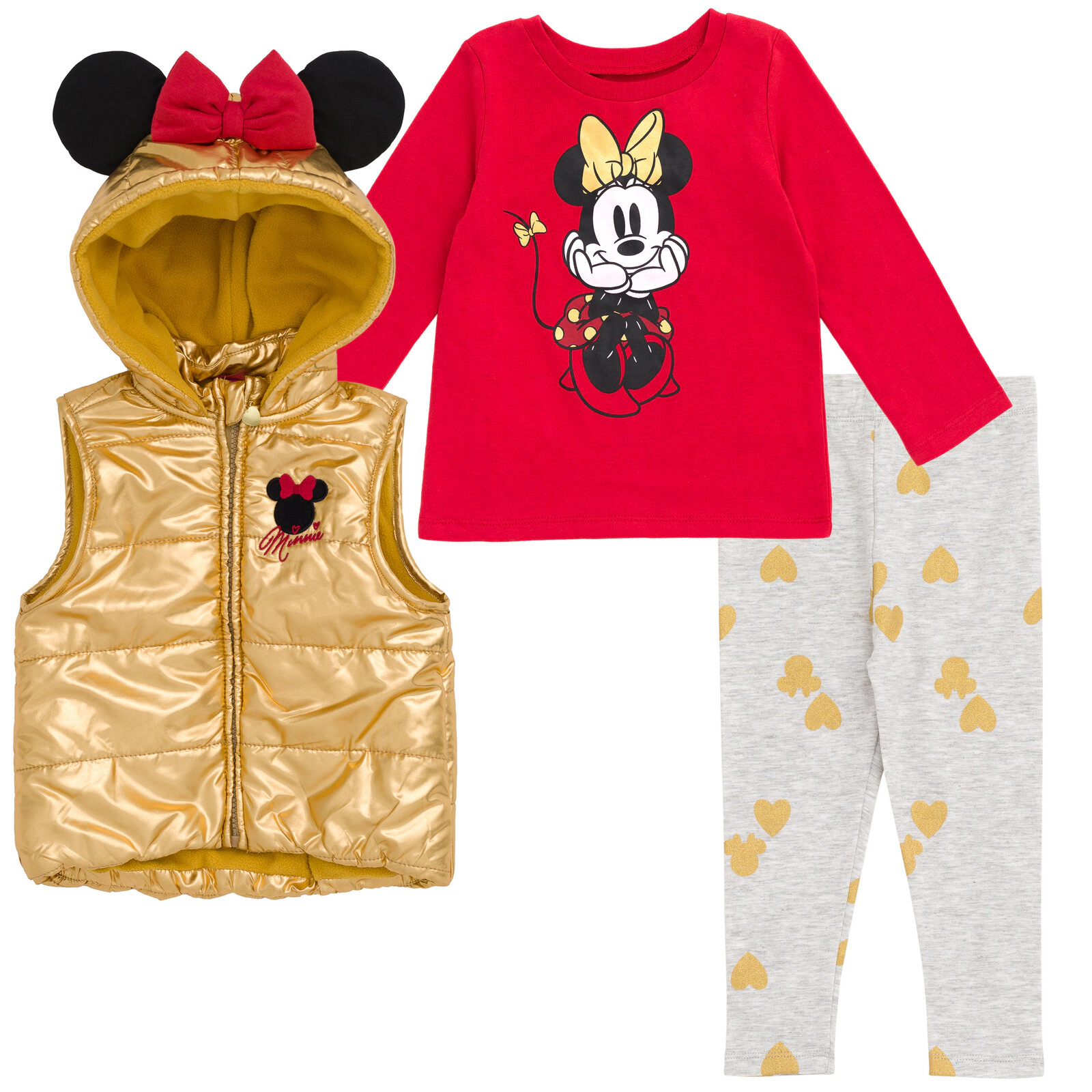 Disney Minnie Mouse Girls' Vest Tee and Leggings Set
