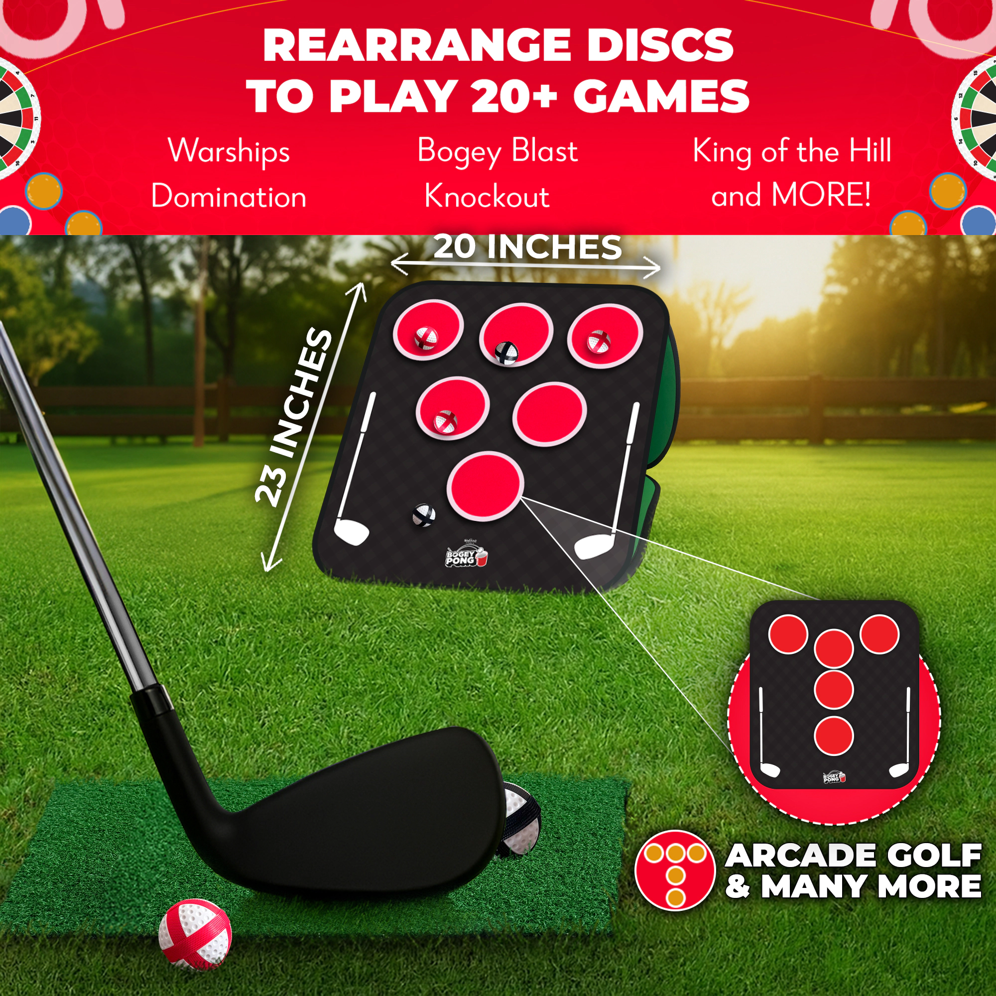 Swooc Games | Bogey Pong™ | 3-in-1 Backyard Pong Golf Game Set