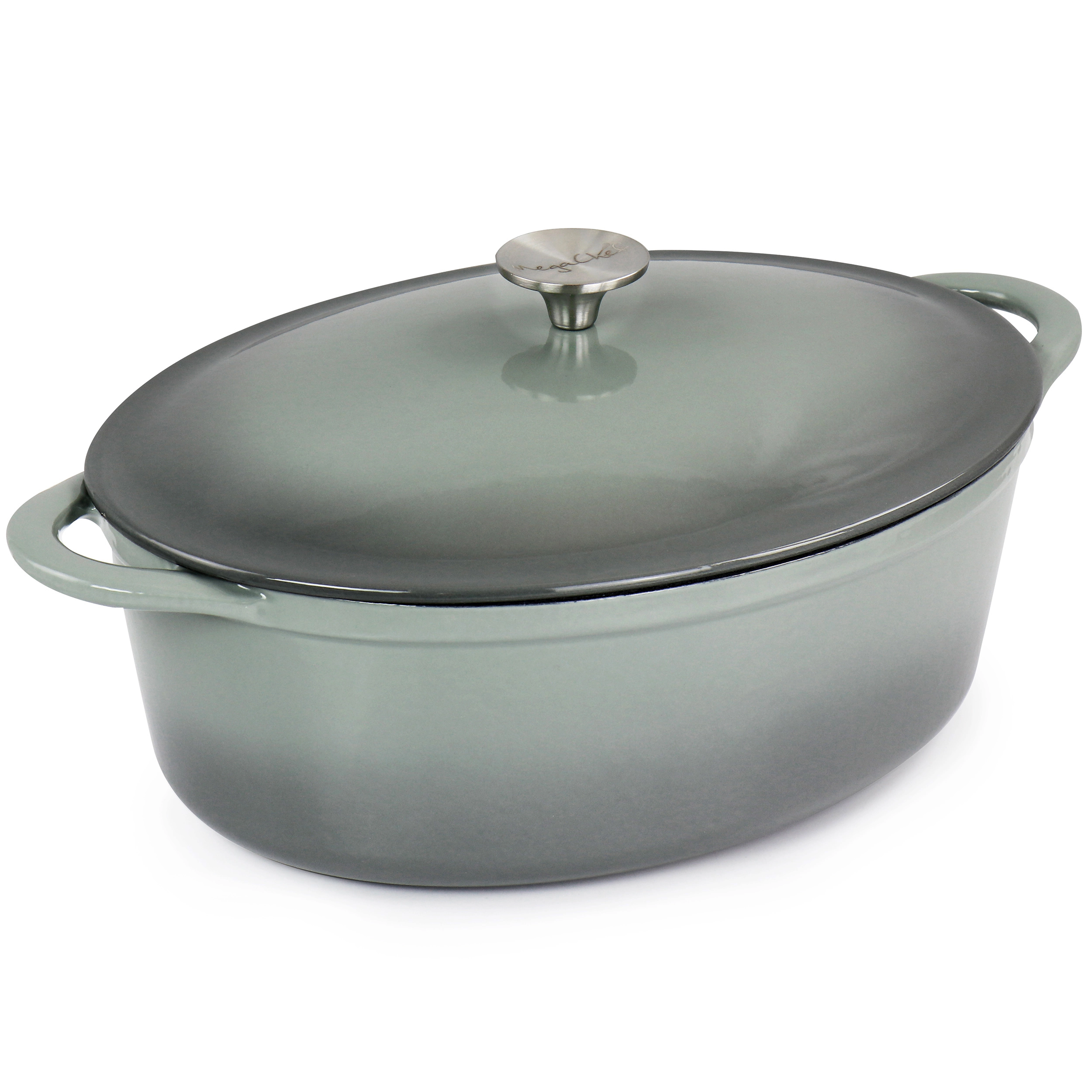 MegaChef 7 Quarts Oval Enameled Cast Iron Casserole