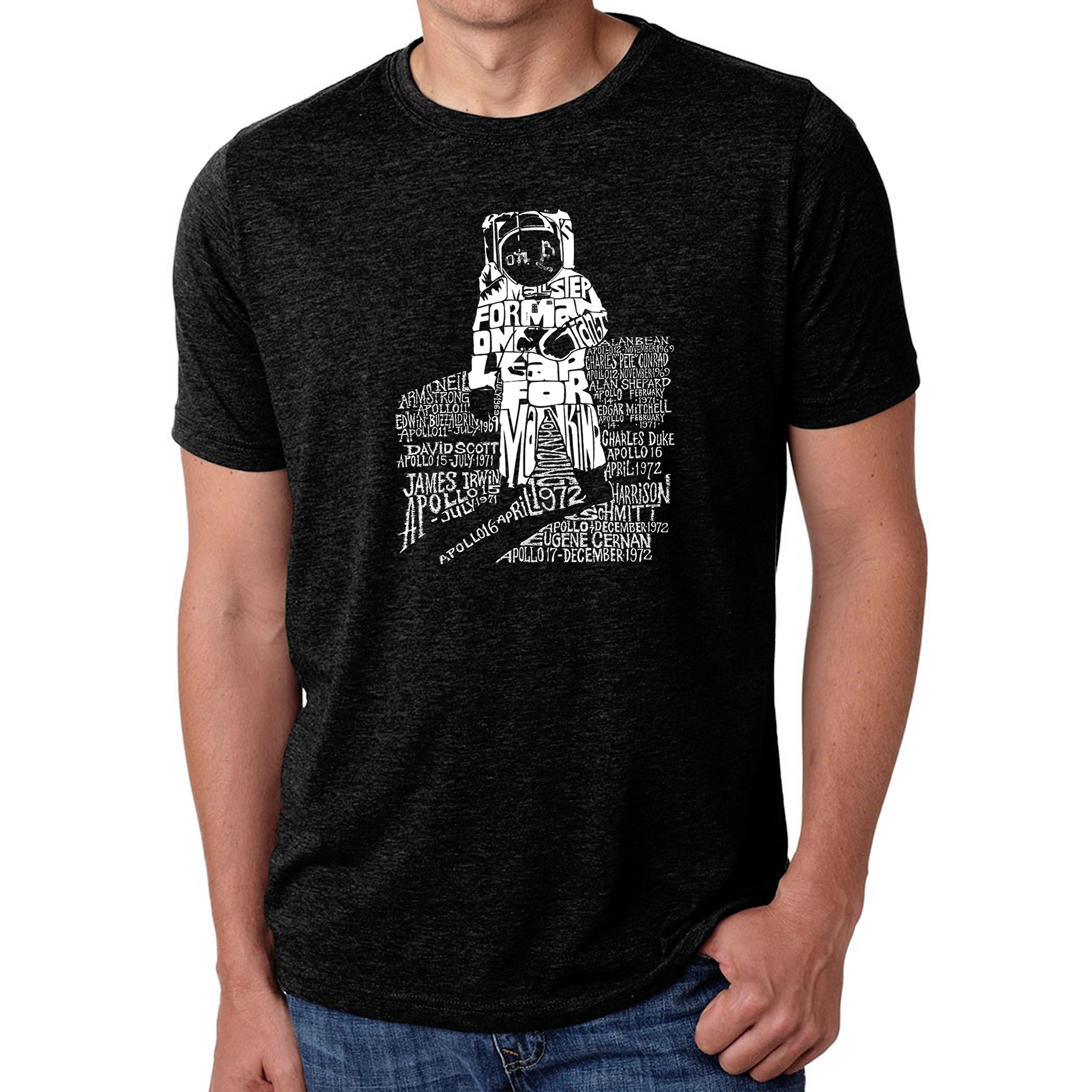 LA Pop Art Men's Cotton-Poly Word T-Shirt - ASTRONAUT