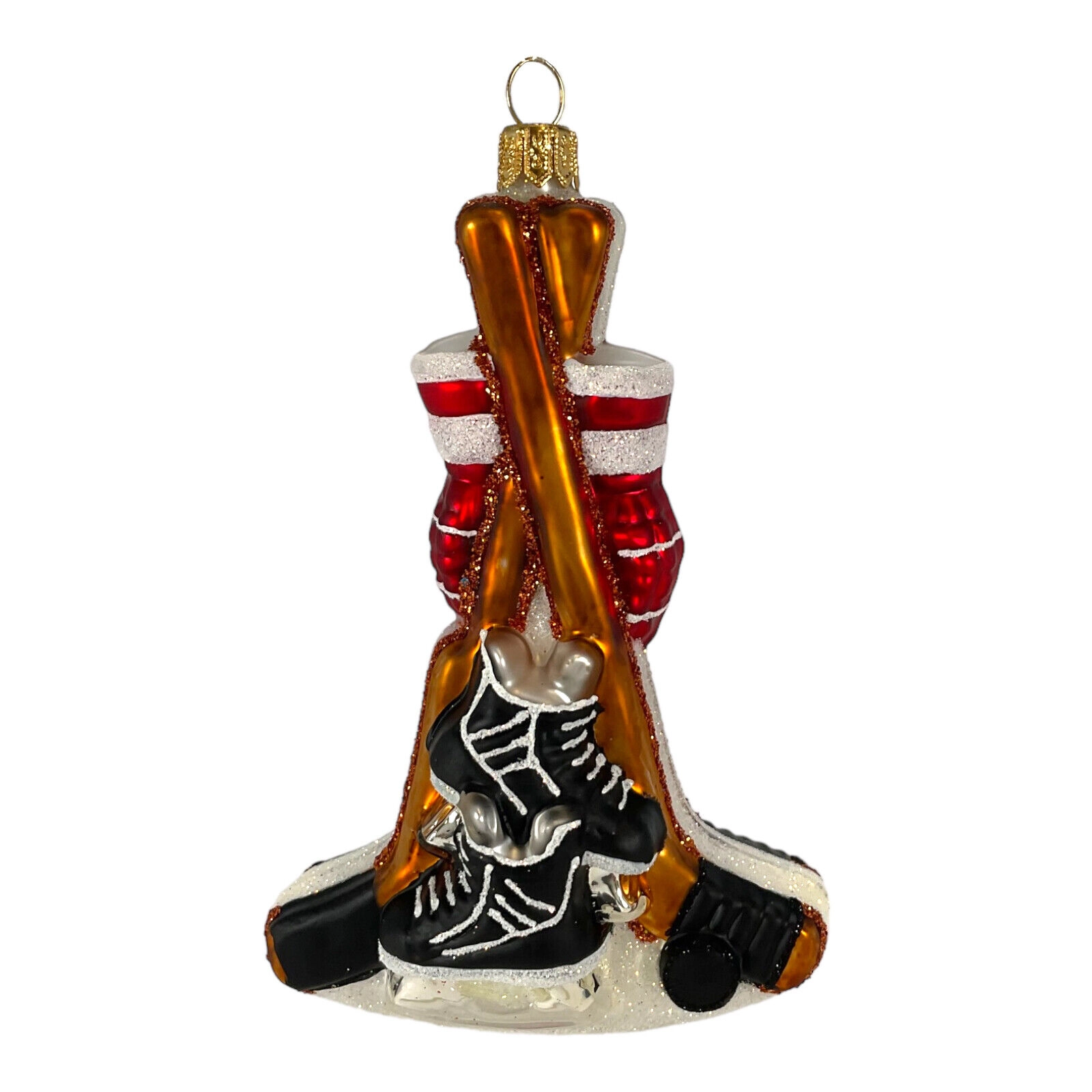Pinnacle Peak Trading Company Red Hockey Sports Equipment Polish Blown Glass Hanging Christmas Tree Ornament 5 inch