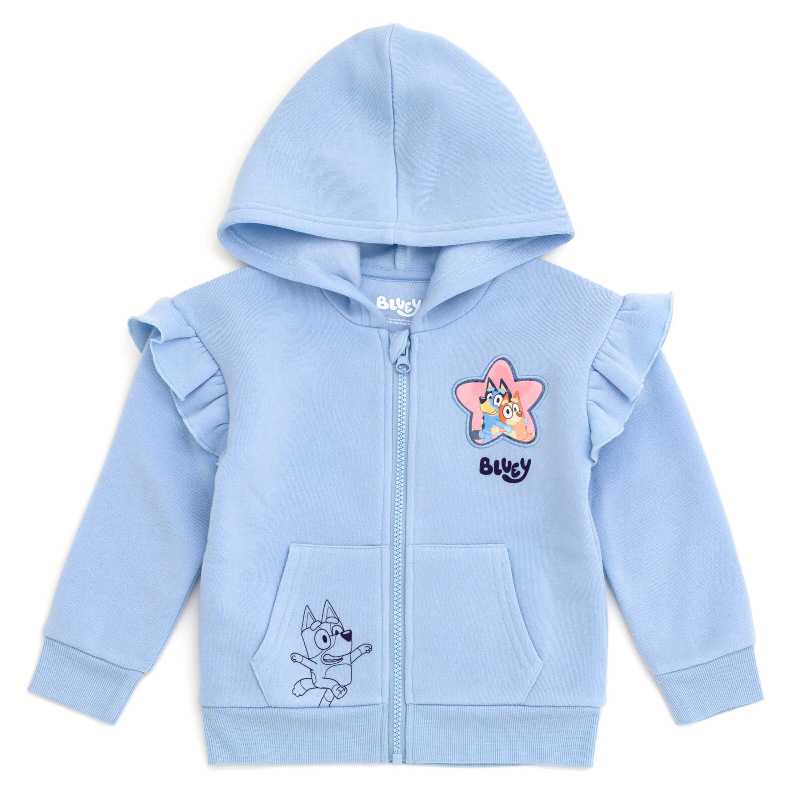 Bluey Girls' Zip-Up Hoodie T-Shirt and Pants Set