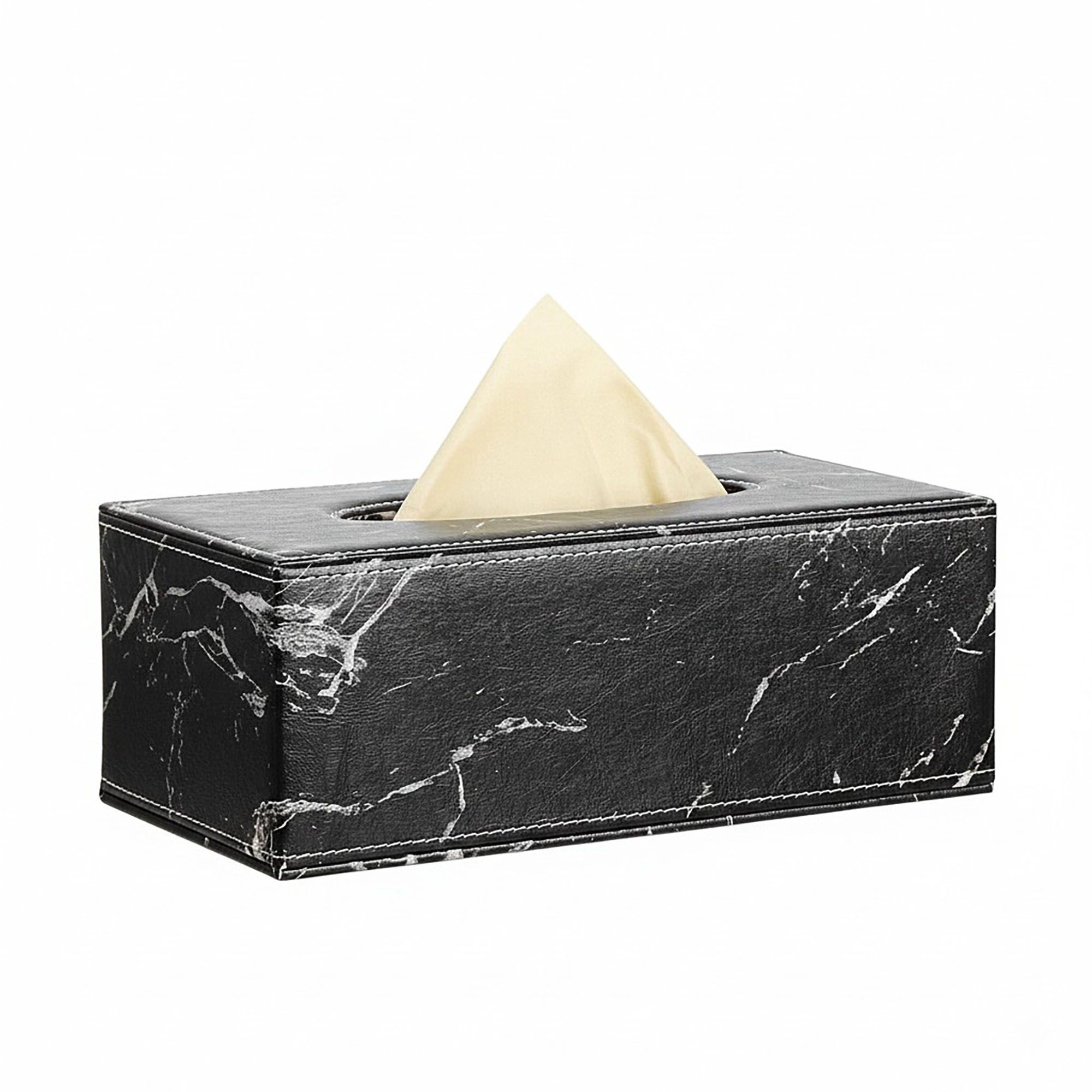 Alilang Women Faux Marble Leatherette Tissue Holder Rectangular Box Cover
