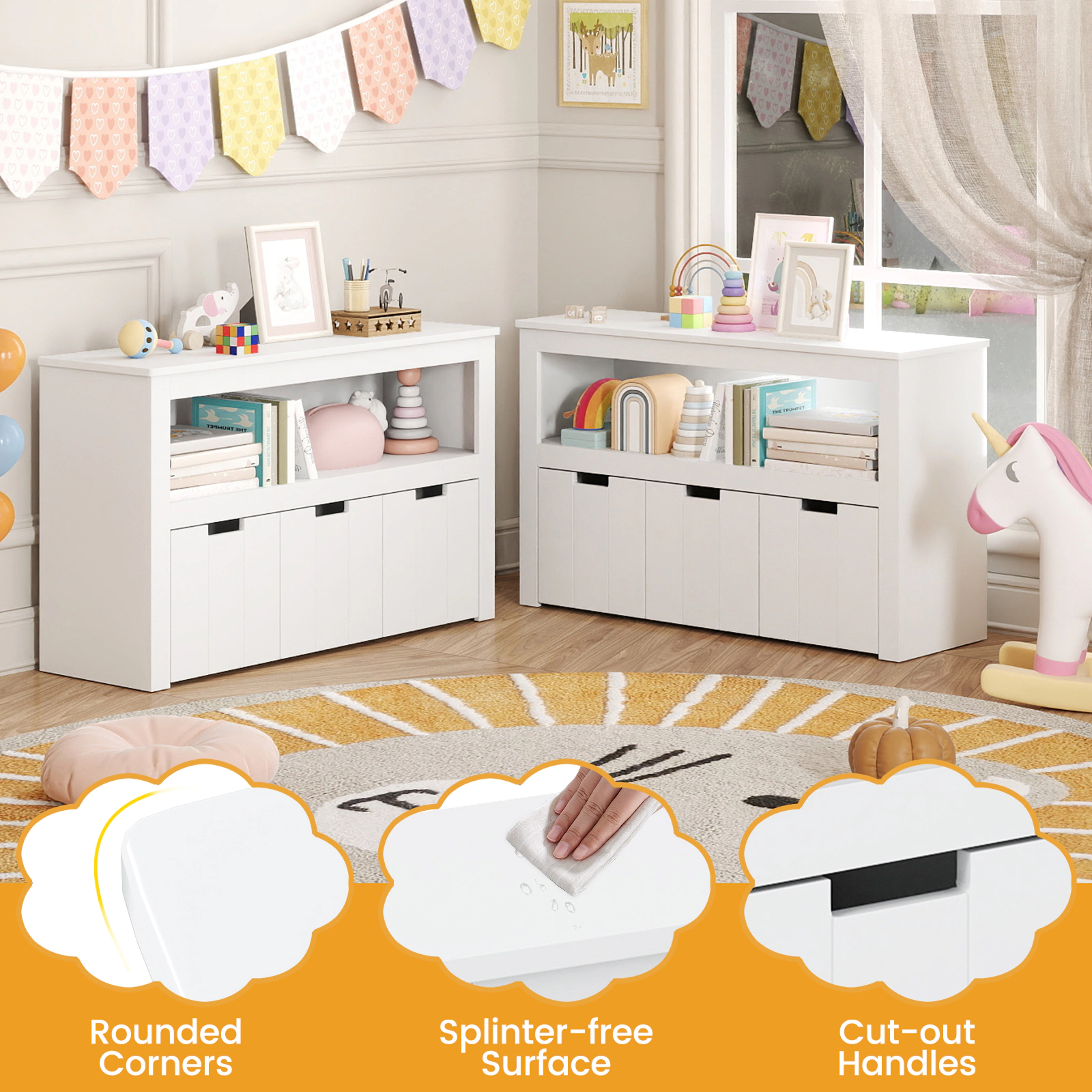 Hivvago Kids Storage Cabinet with Large Cube Shelf