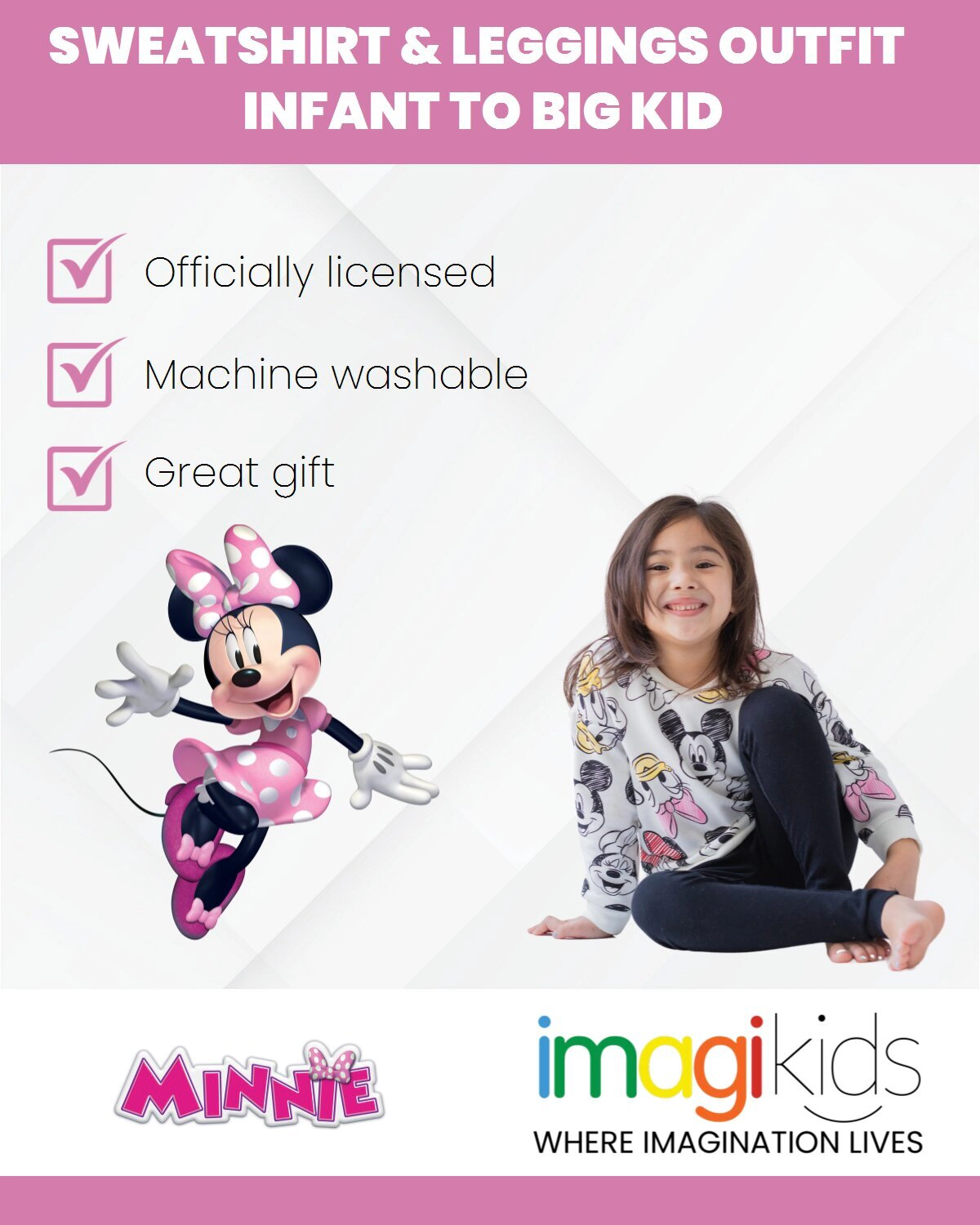 Disney Minnie Mouse Girls' Fleece Sweatshirt and Tulle Leggings Set