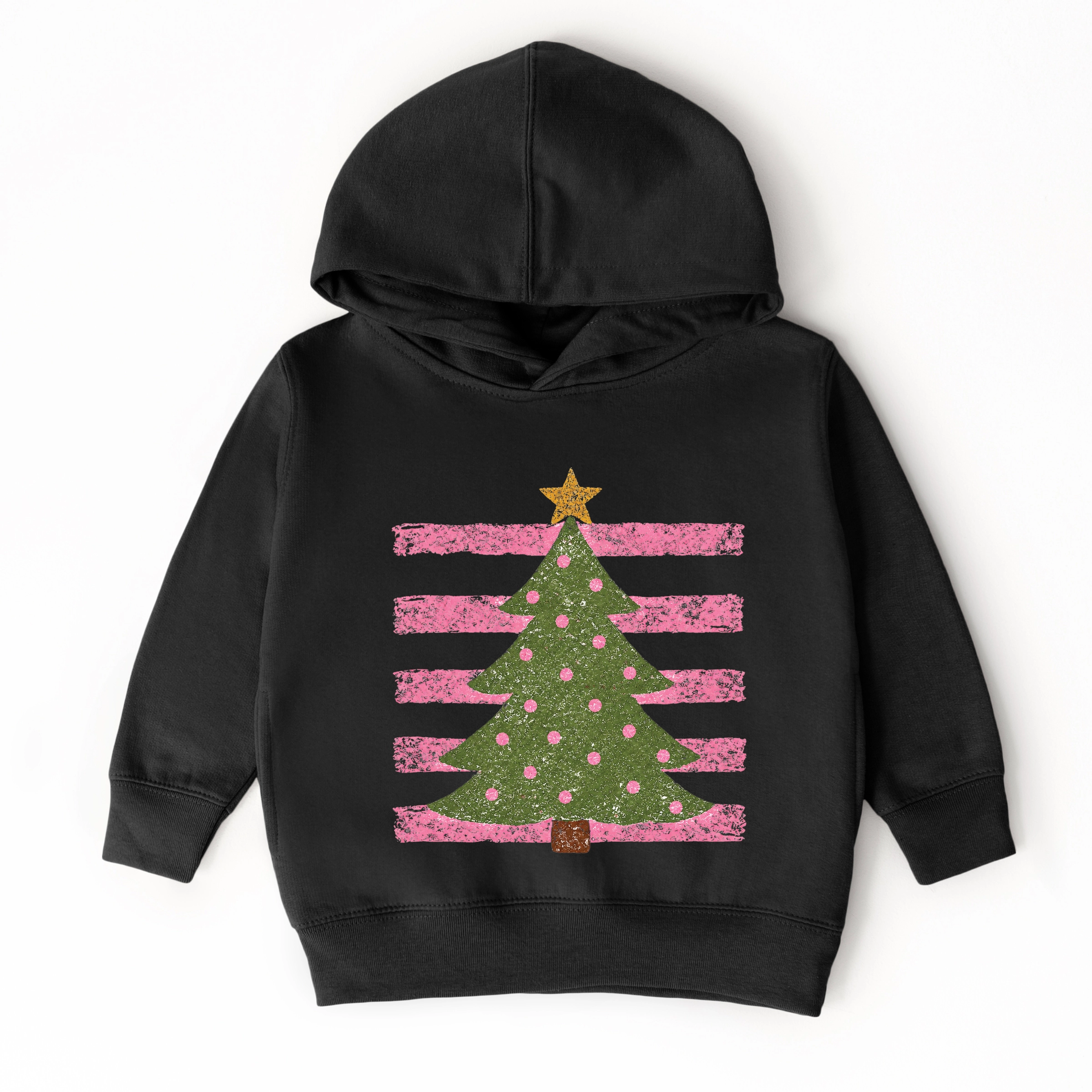 The Juniper Shop - Toddler Hoodie Christmas Tree Pink Stripes