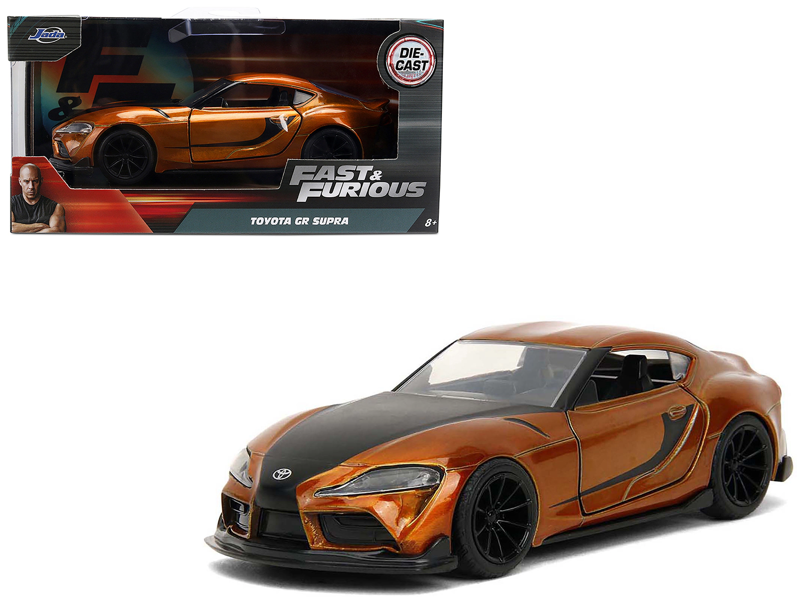 Jada 2020 Toyota Supra Orange Metallic with Black Stripes "F9" (2021) Movie "Fast & Furious" Series 1/32