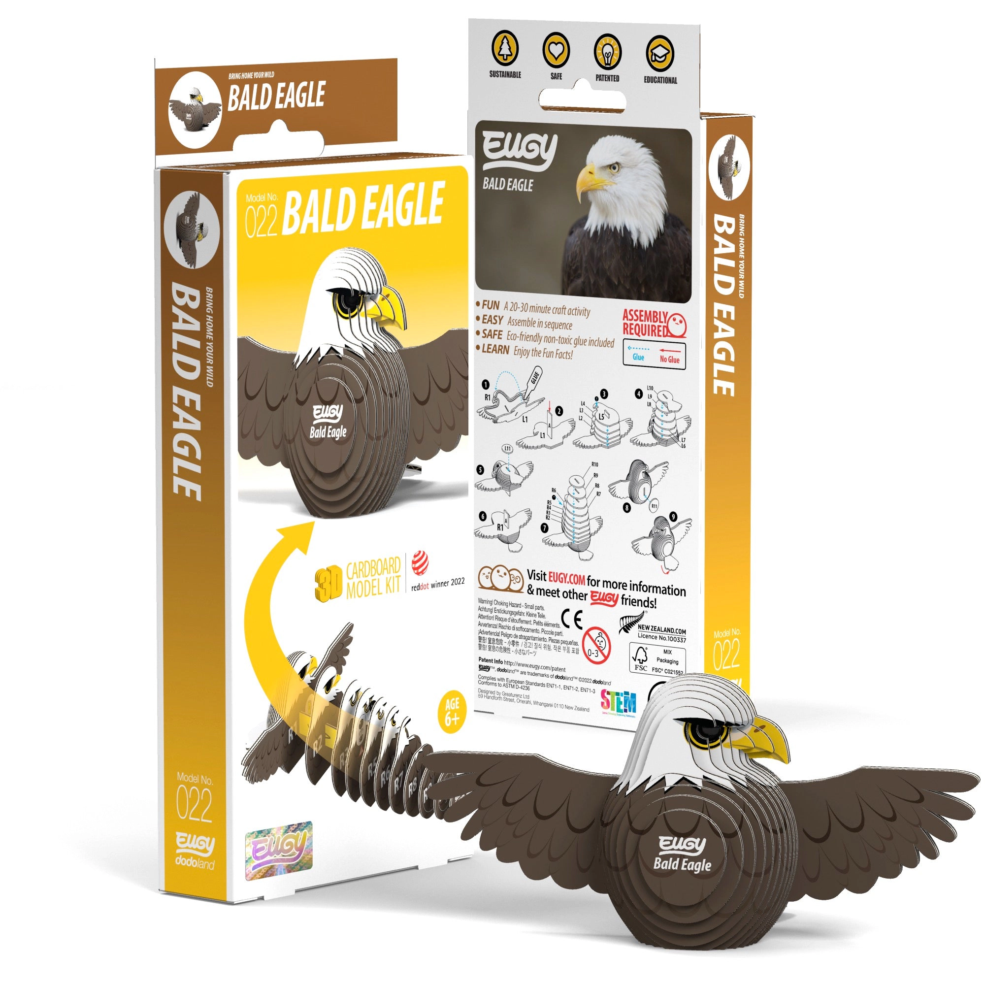 EUGY Bald Eagle 3D Puzzle - contains 22 puzzle pieces
