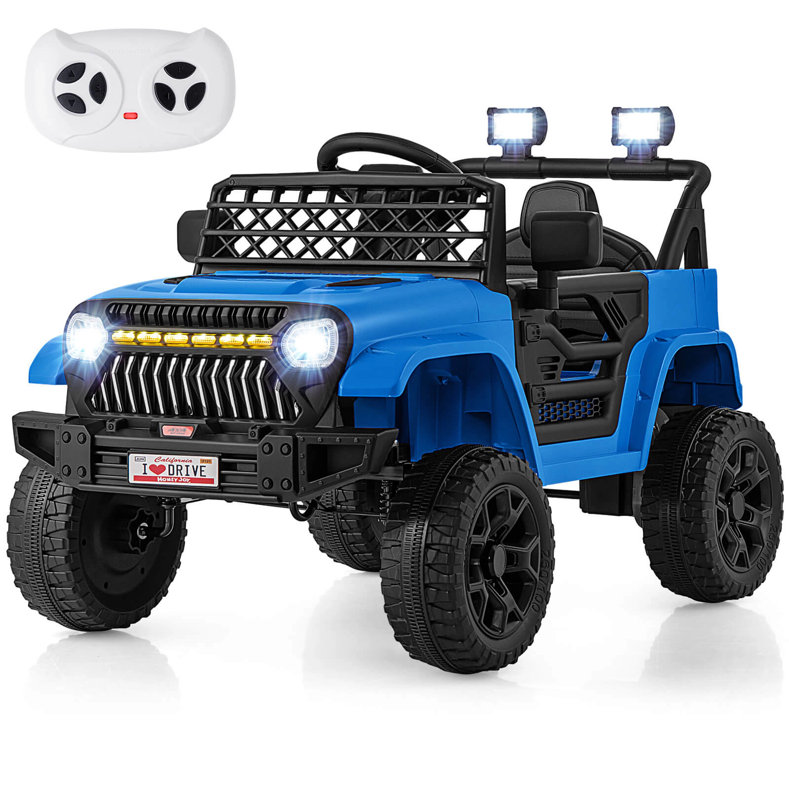 Costway 12V Kids Ride on Truck Car w/ Parental Remote 3 Speeds LED Lights & Music Player