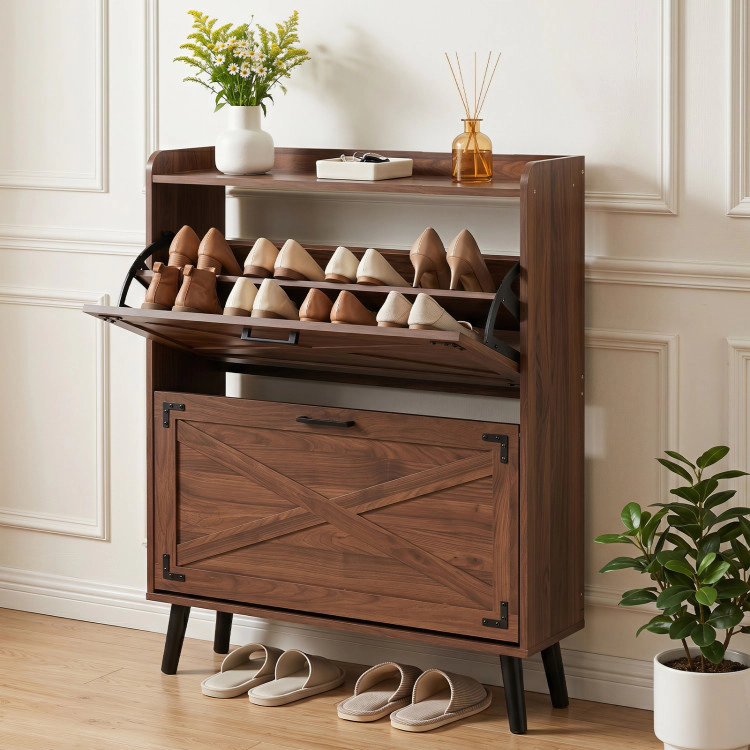 Hivvago Narrow Shoe Cabinet with Adjustable and Removable Shelves for Entryway