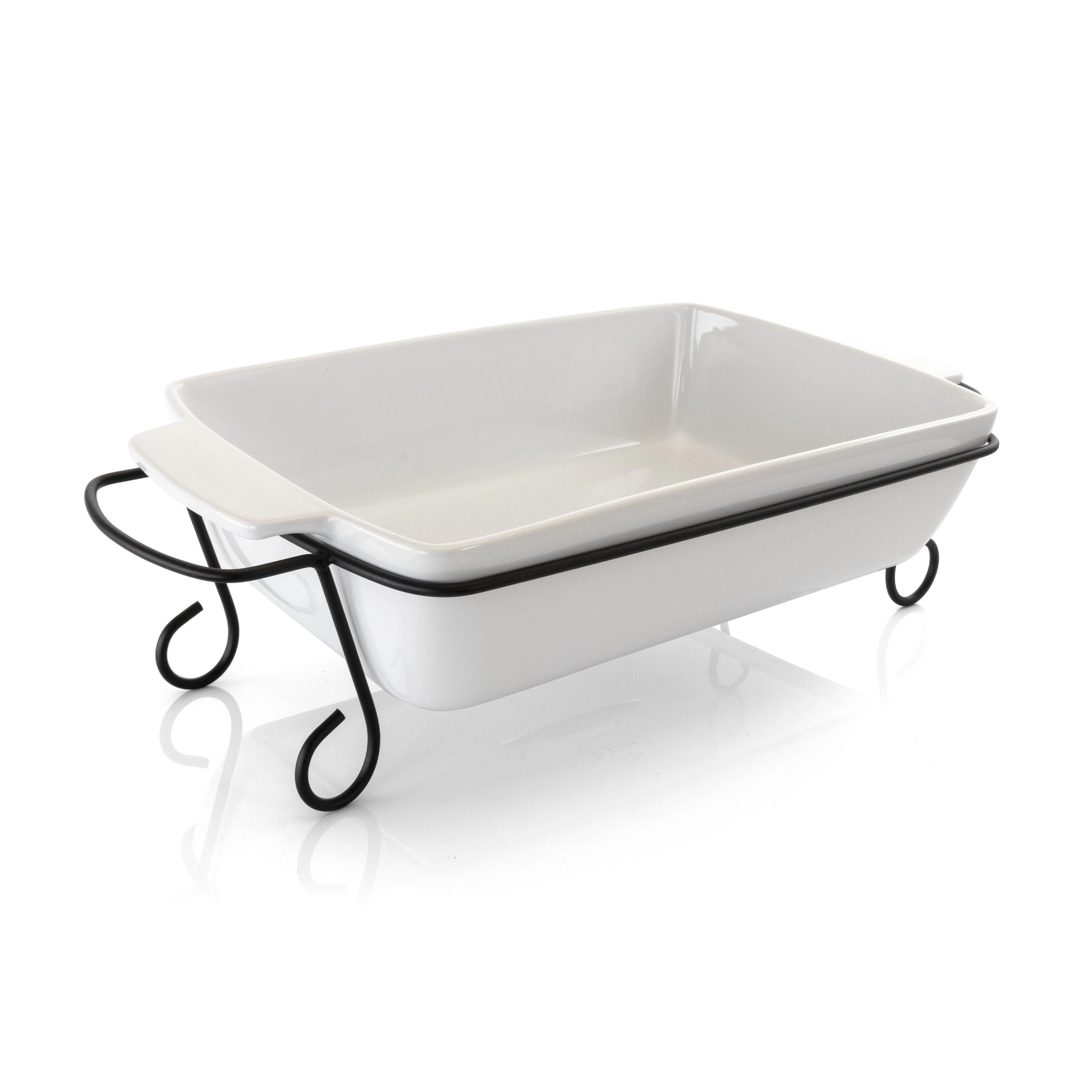 Gibson Elite 2 Piece Rectangle 15.5 Inch Stoneware Bakeware with Metal Rack