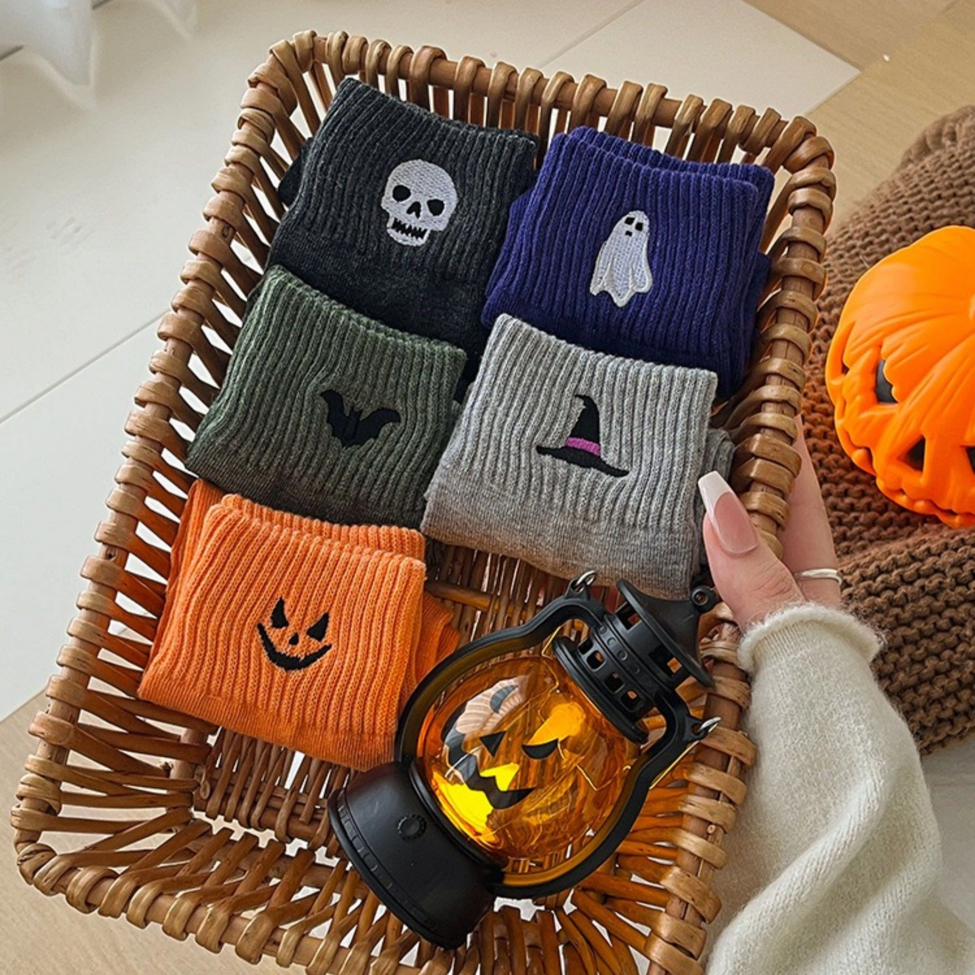Anna-Kaci Women's 3-Pair Halloween Ribbed Cuff Crew Socks