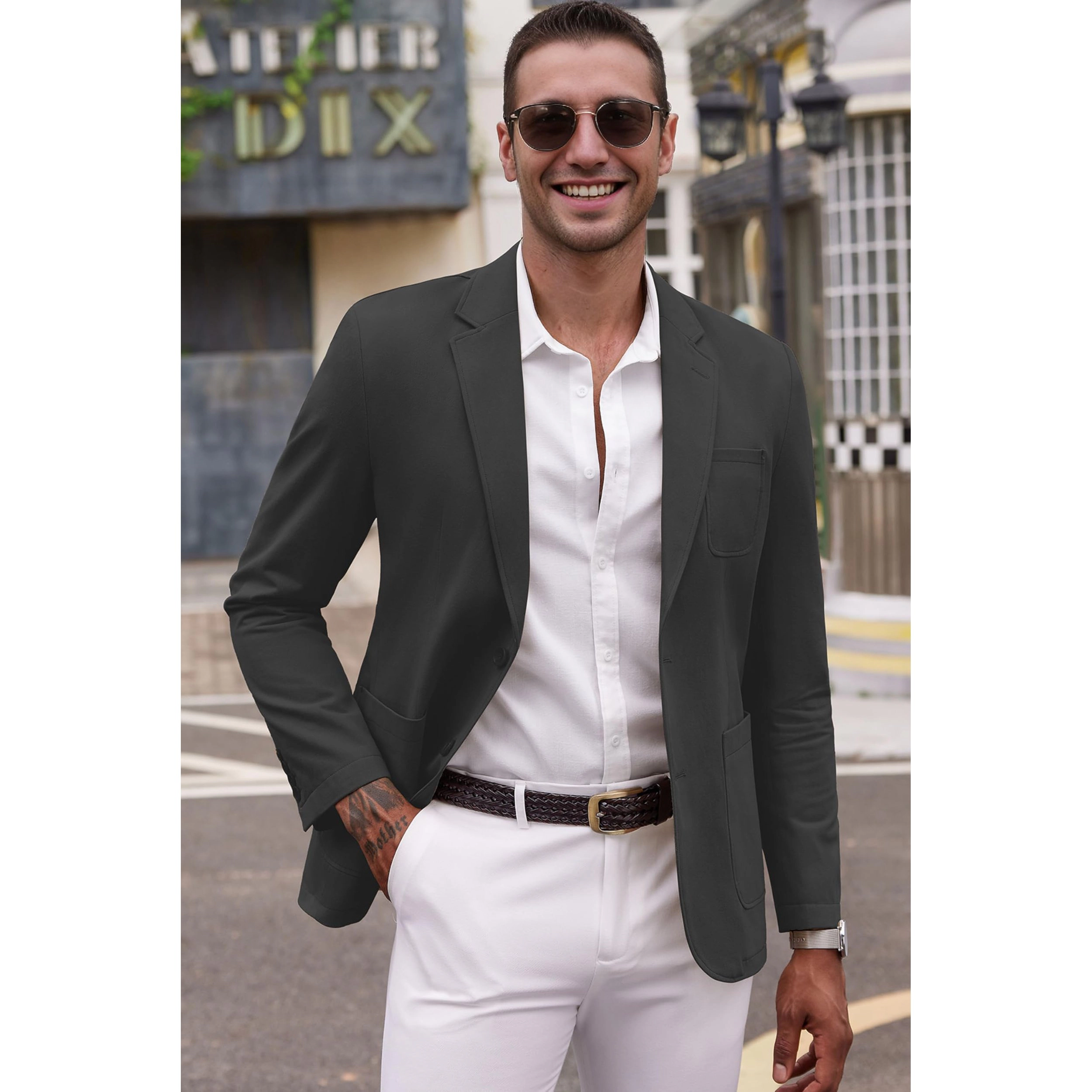 COOFANDY Men's Regular Fit Two Button Notch Lapel Casual Blazer Sport Coat Suit Jacket