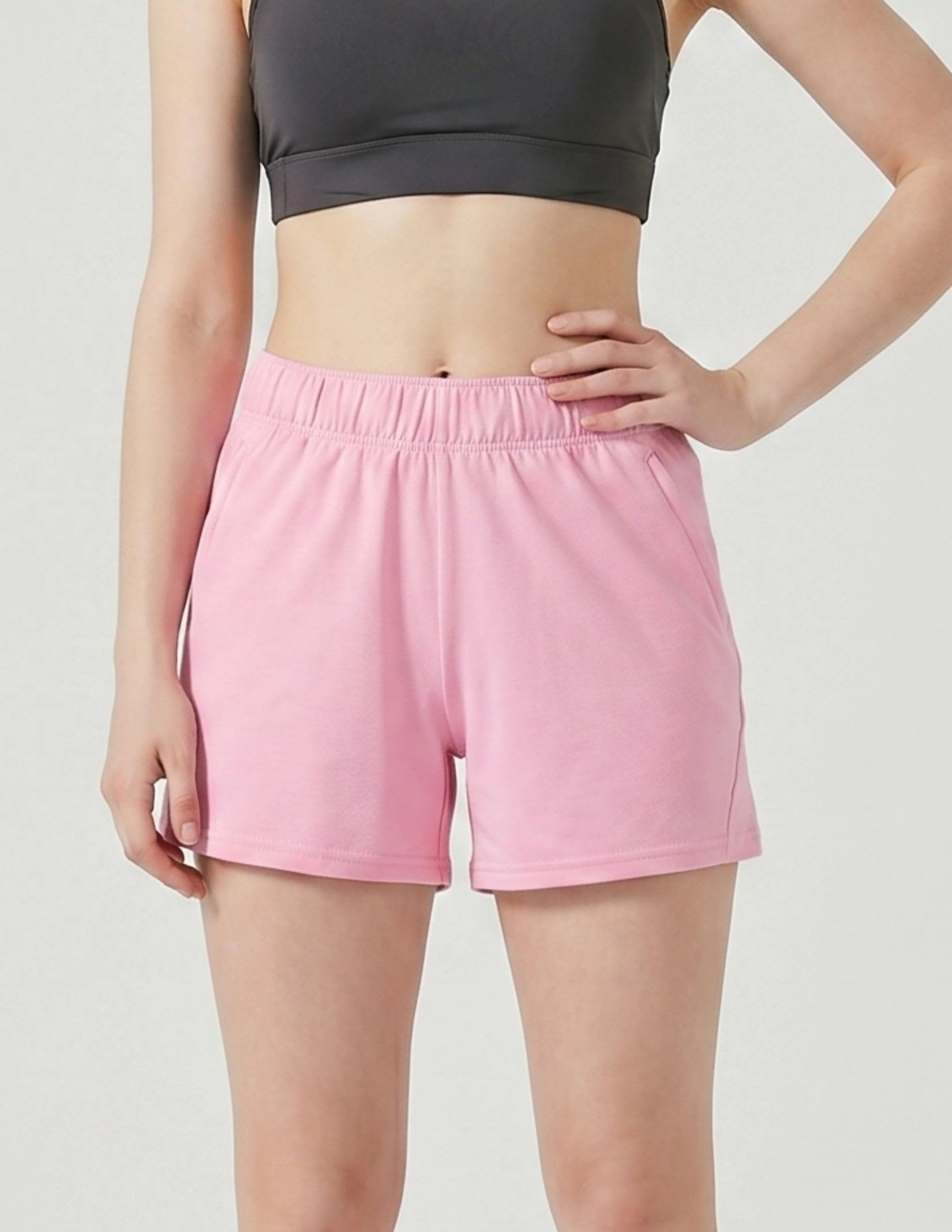 PIGFDK Womens Athletic Shorts 5 Pack Zipper Pockets Stretch Waistband Lounge Workout Wear