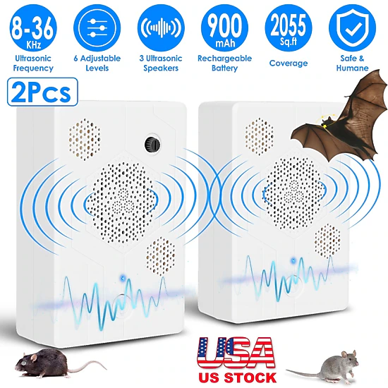 GBruno 2-Pc Rechargeable Ultrasonic Pest Repellent