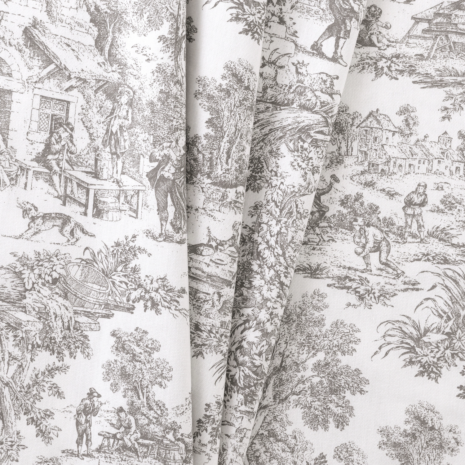 Ellis Curtain 100% Cotton Victoria Park Toile Poly Filled Chair Pad 15" x 14" Grey