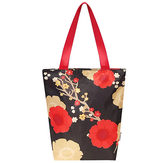 Wrapables Carryall Shopping Travel Tote Bag with Durable Ripstop Polyester, Midnight Floral