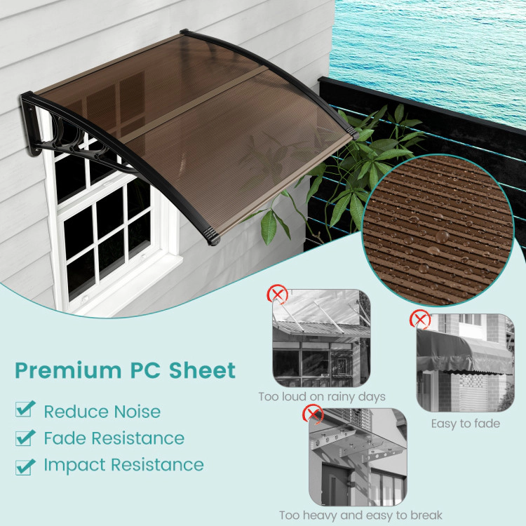Hivvago Outdoor Front Door Patio Overhang Awning for Sunlight Rain Snow Wind Protection
