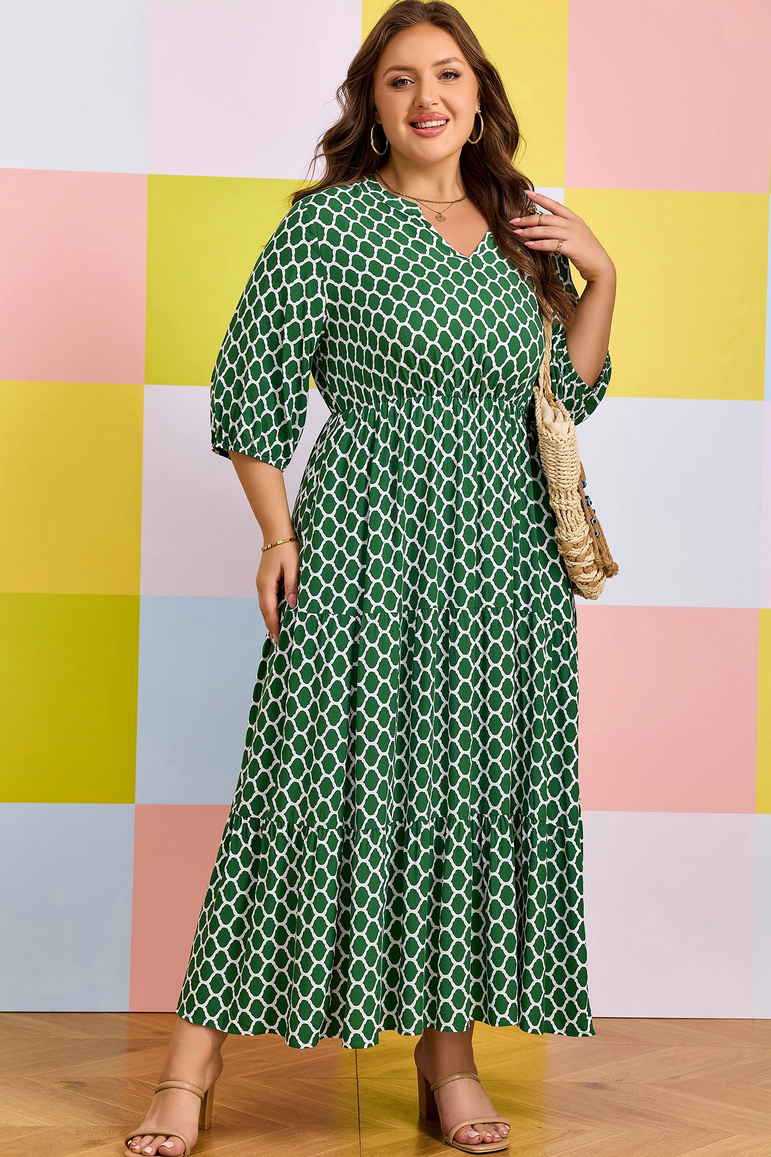 Threaded Pear Johanna Ruffle Hem Casual PLUS Dress