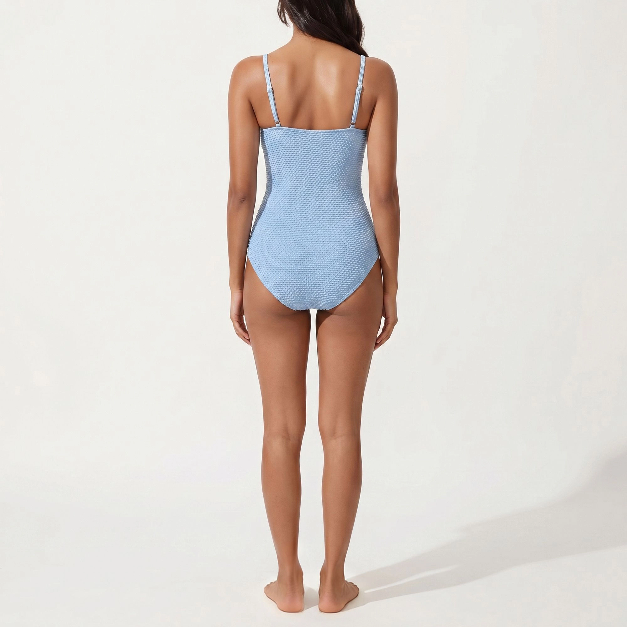 Anna-Kaci Women’s Maternity Ribbed One-Piece Swimsuit - Adjustable Straps, Front Ruching
