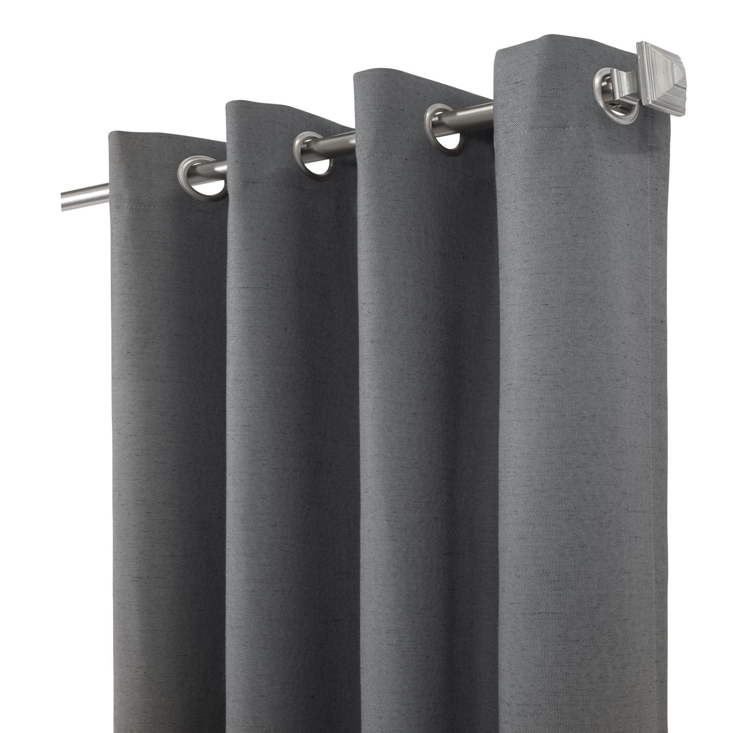 Thermaplus Ventura Blackout UV Protection Grommet Curtain Panel Pair for Windows Each 52" x 84" Dark Grey