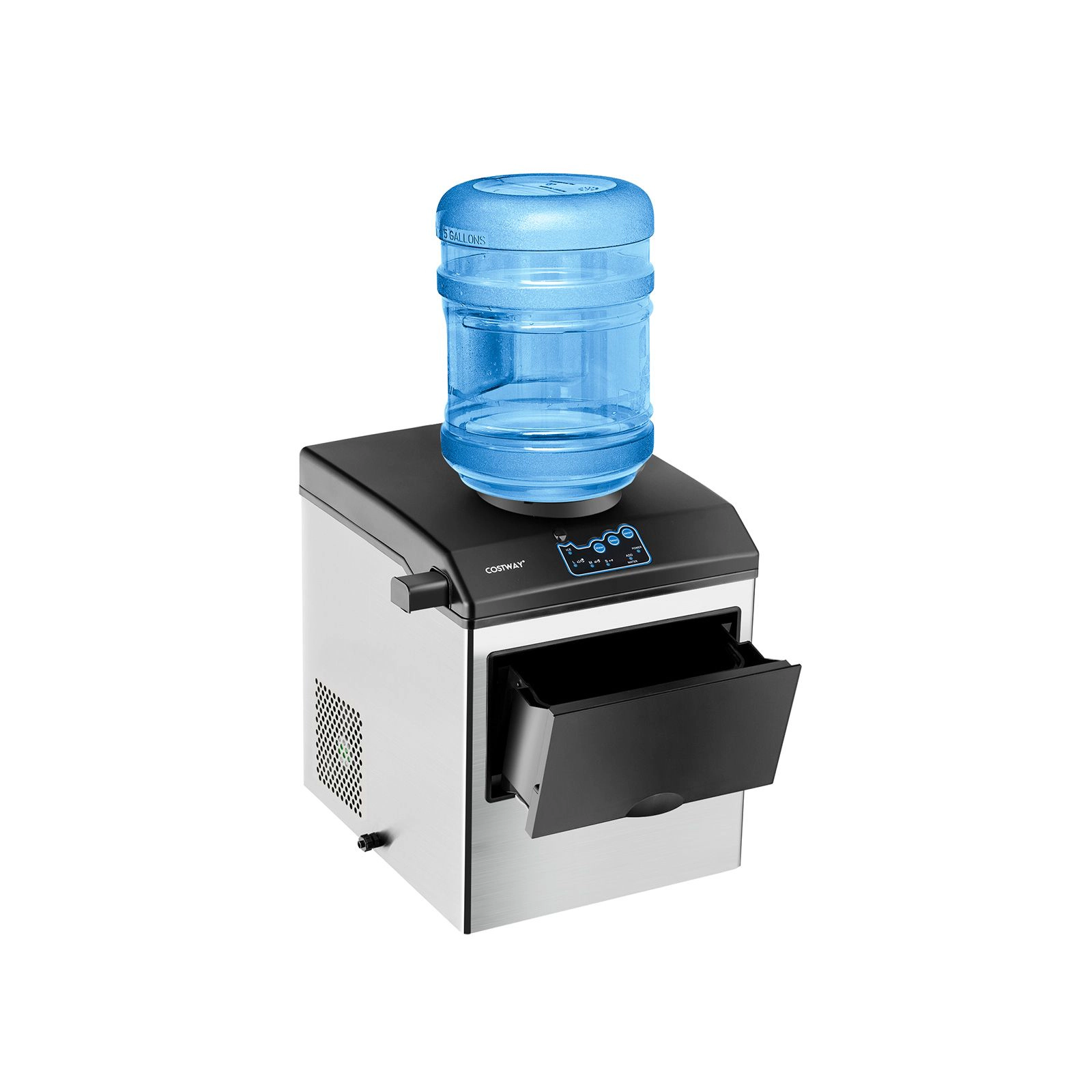SlickBlue Silver Black Stainless Steel Ice Machine, 48 Lbs Daily