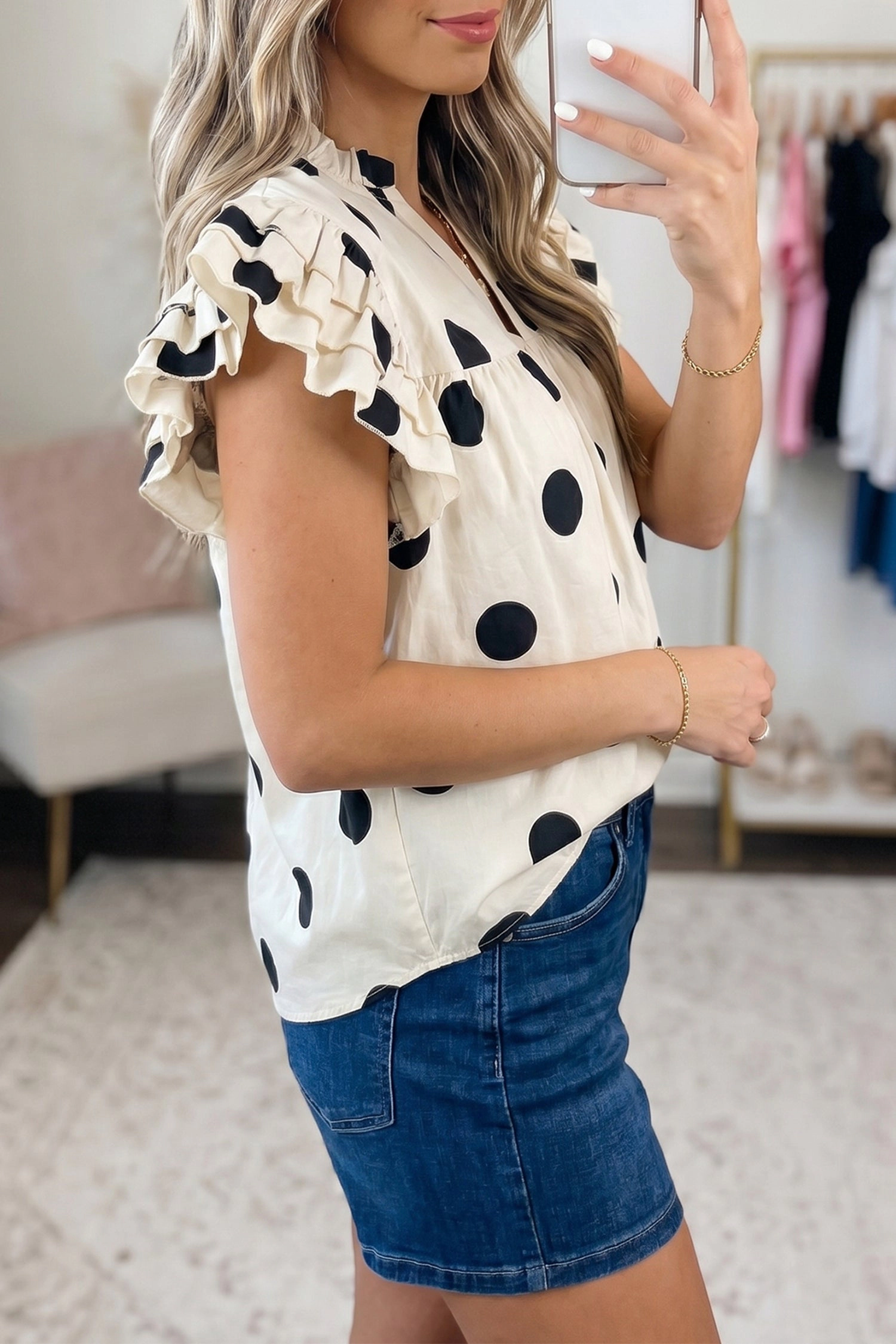 Threaded Pear Jane Short Sleeve Shift Blouse